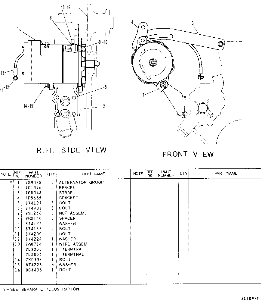 CHARGING ALTERNATOR 4Y5117 CAT
