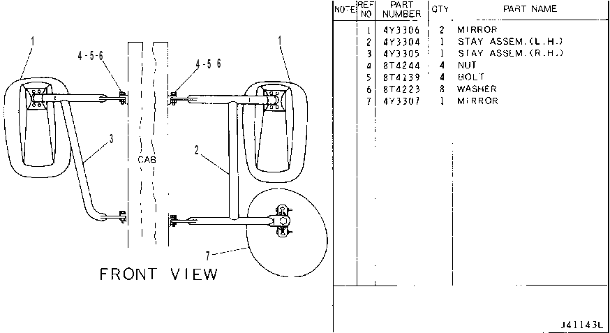 REAR VIEW MIRROR 4Y5516 CAT
