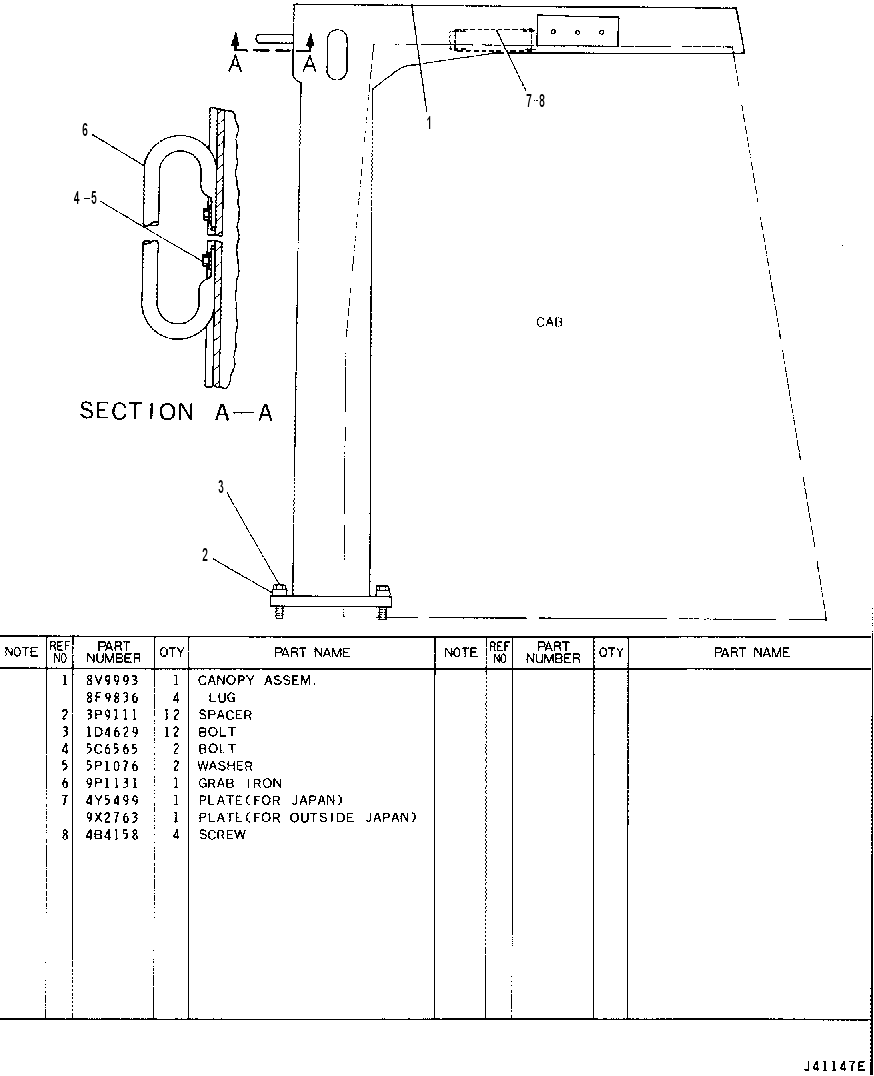 ROLLOVER PROTECTIVE SYSTEM 4Y5501 CAT