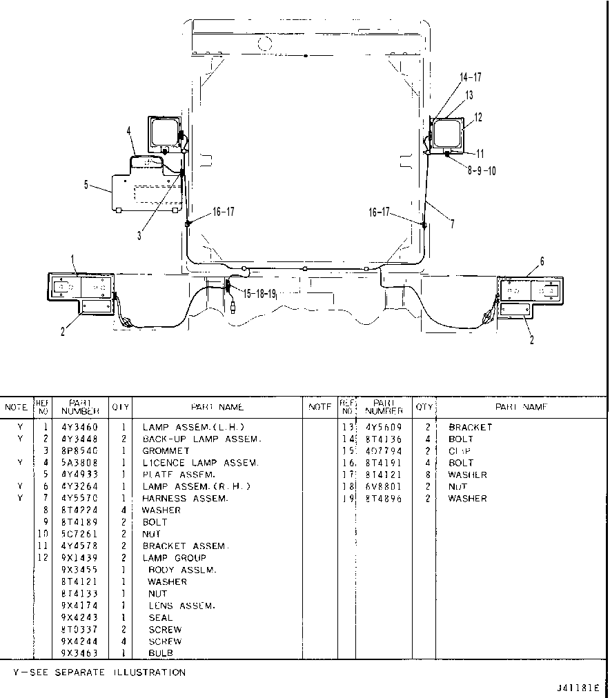 REAR LIGHTING 4Y5556 CAT