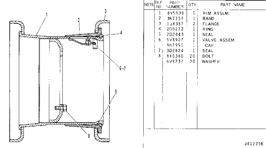 DEMOUNTABLE RIM 4Y5542 CAT