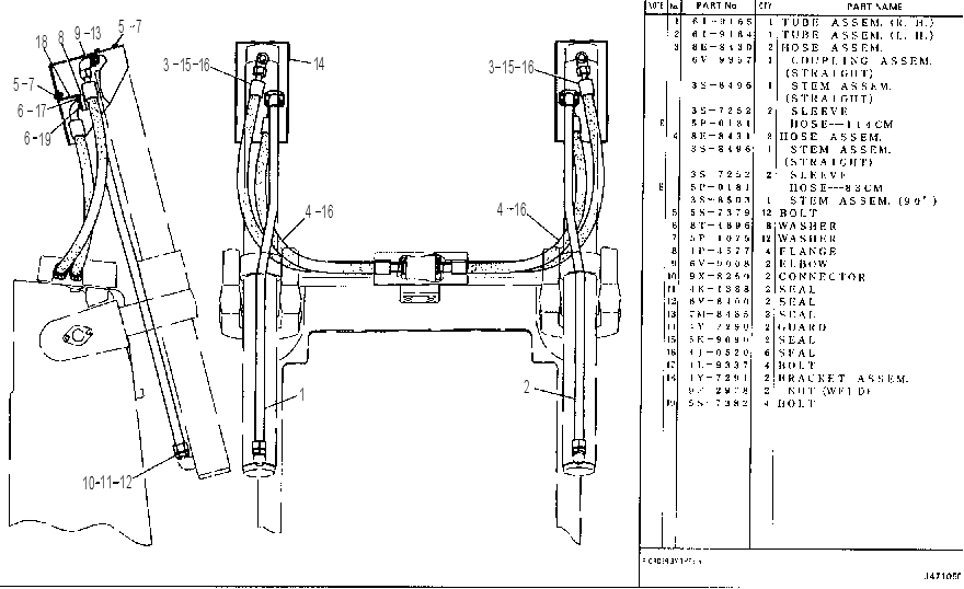LIFT CYLINDER LINES 4Y7289 CAT