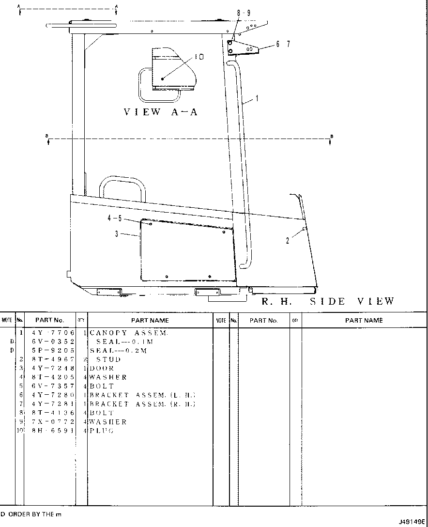 ROLL-OVER PROTECTIVE SYSTEM GROUP 4Y7705 CAT