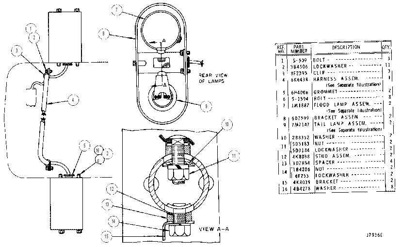 REAR LIGHTING SYSTEM 6K6439 CAT