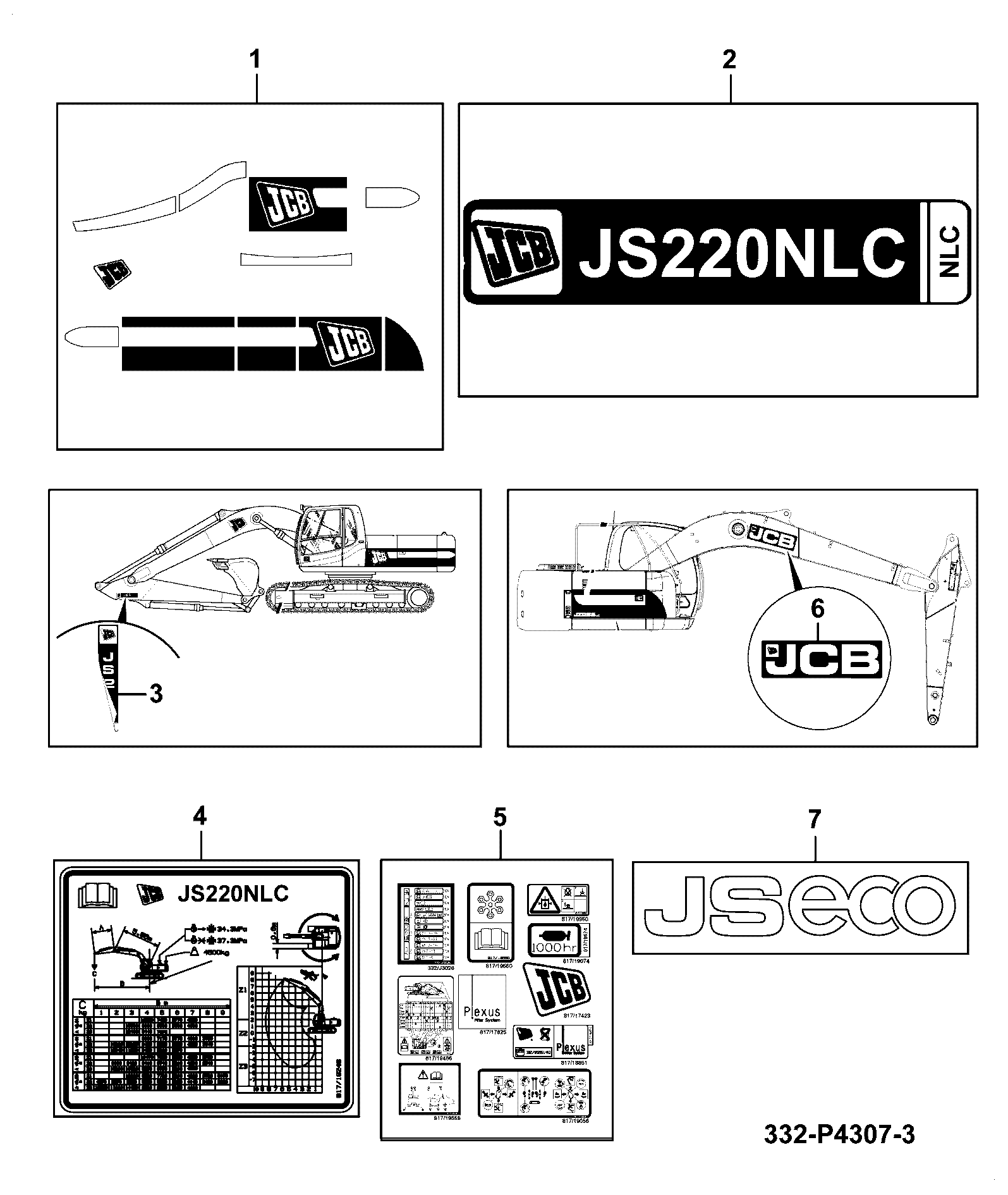 Наклейка 332/P4296 JCB