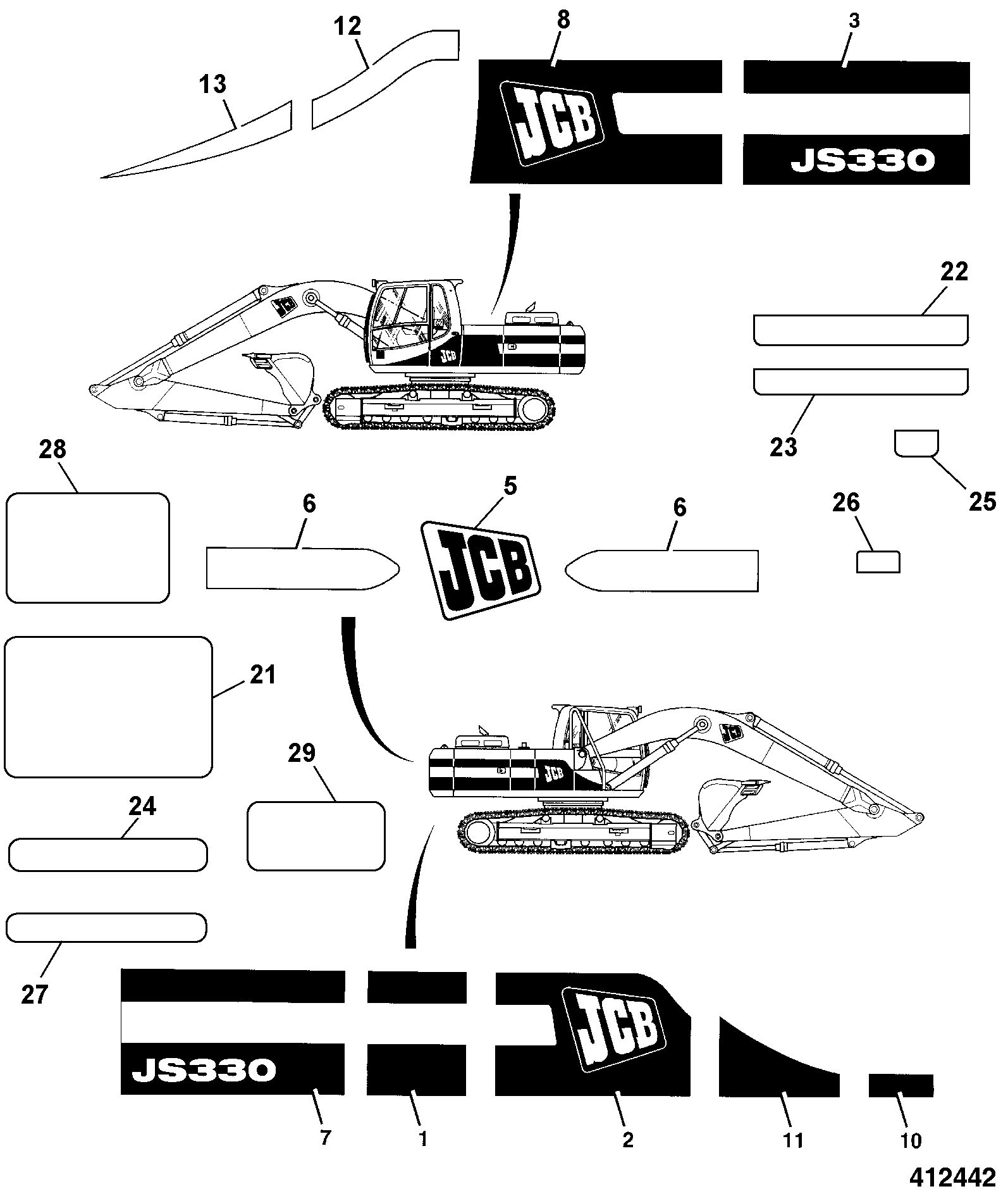 Наклейка JSP0097 JCB