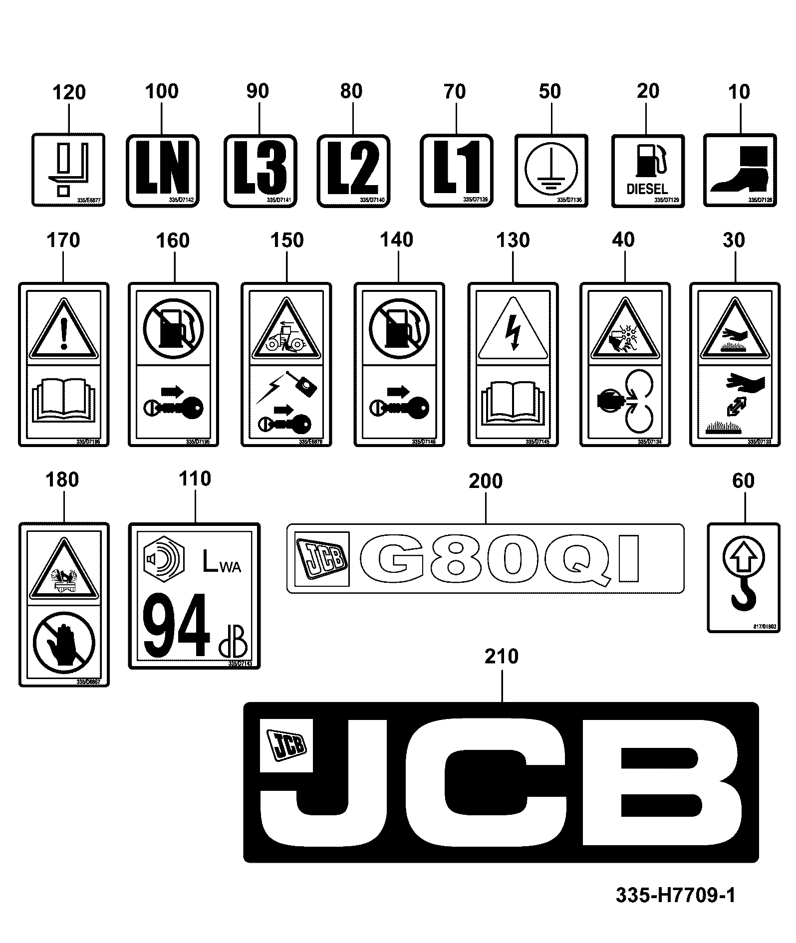 Наклейка 335/H7641 JCB