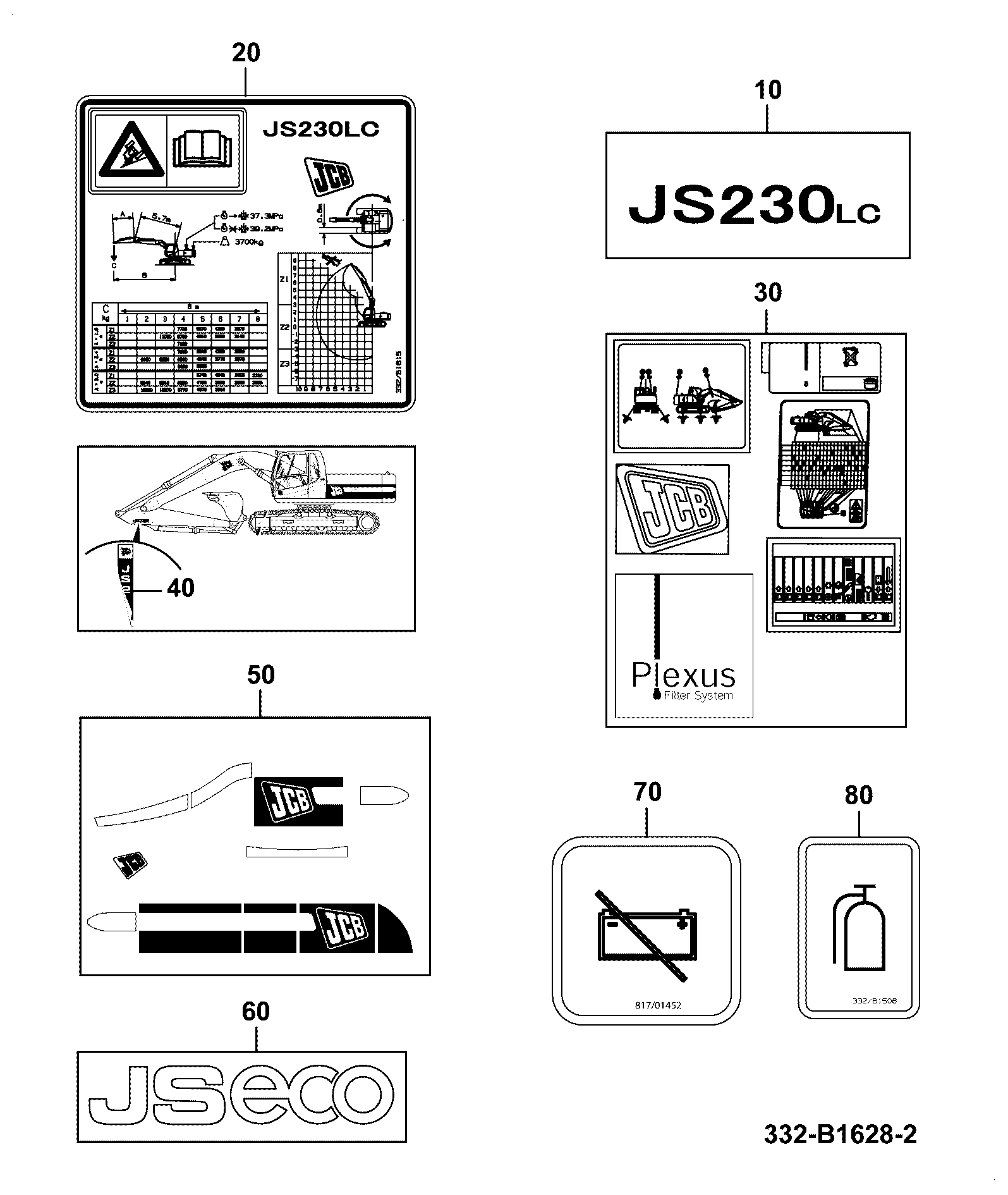Наклейка 332/B1616 JCB