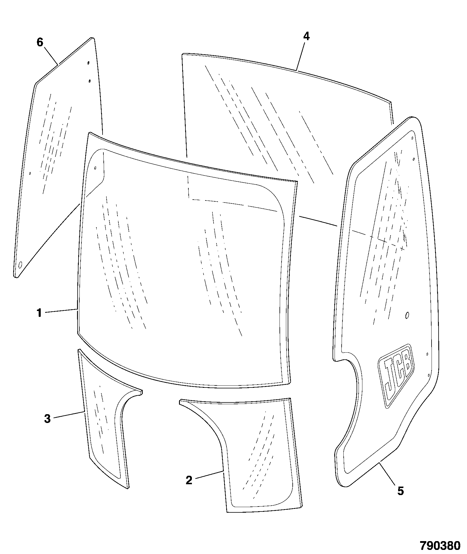 Стекло 827/80255 JCB