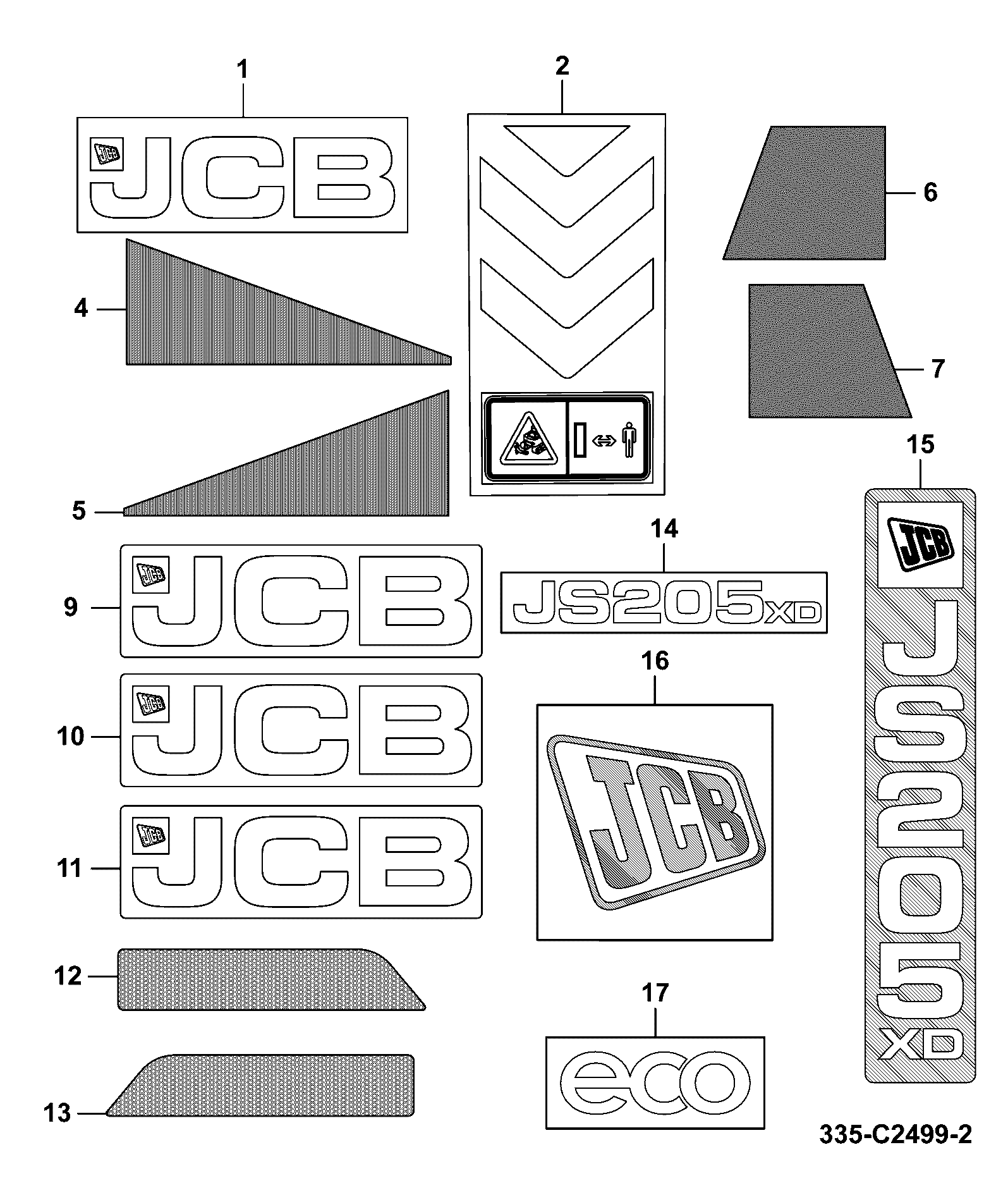 Наклейка 335/B9860 JCB