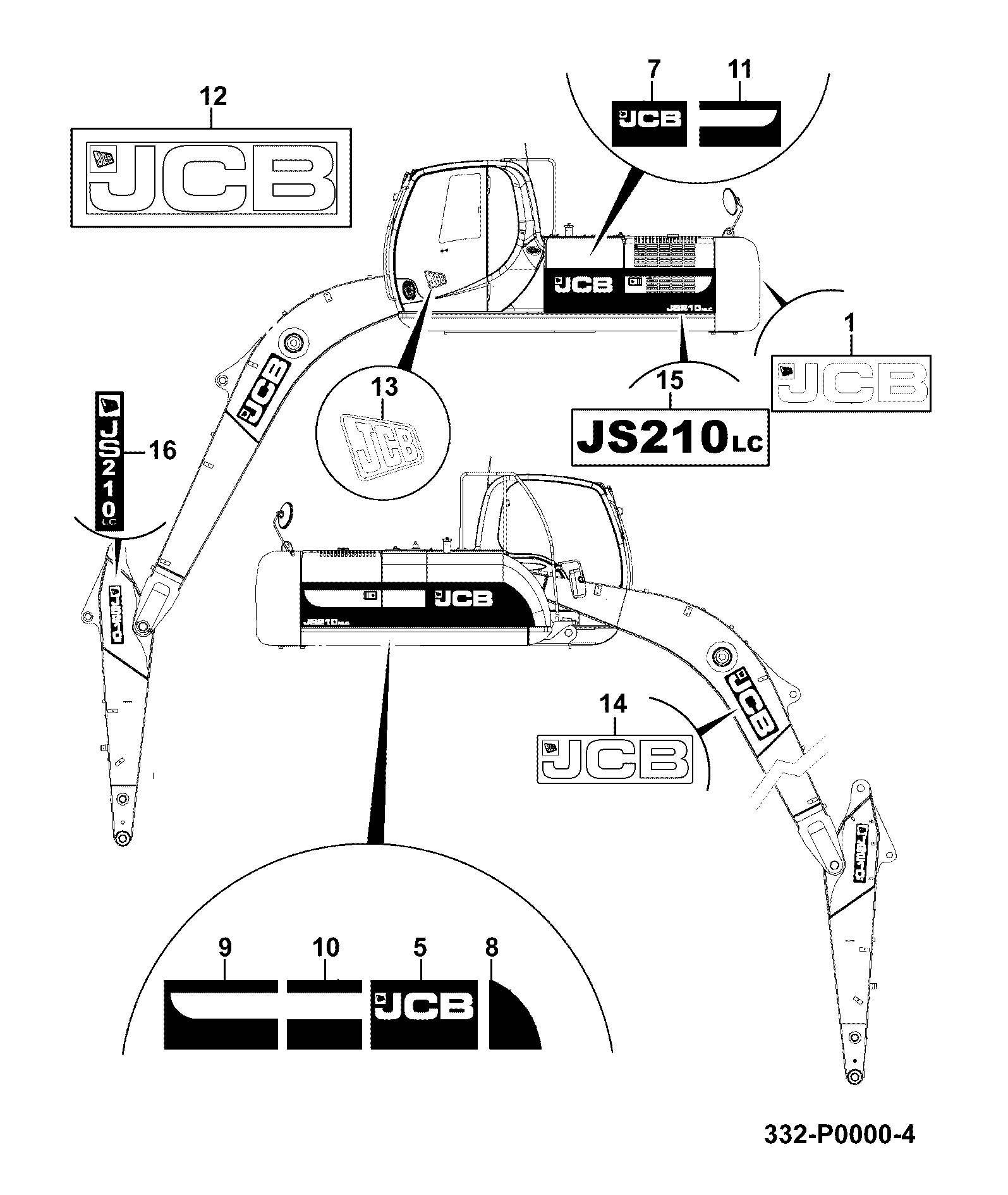 Наклейка 332/K4050 JCB