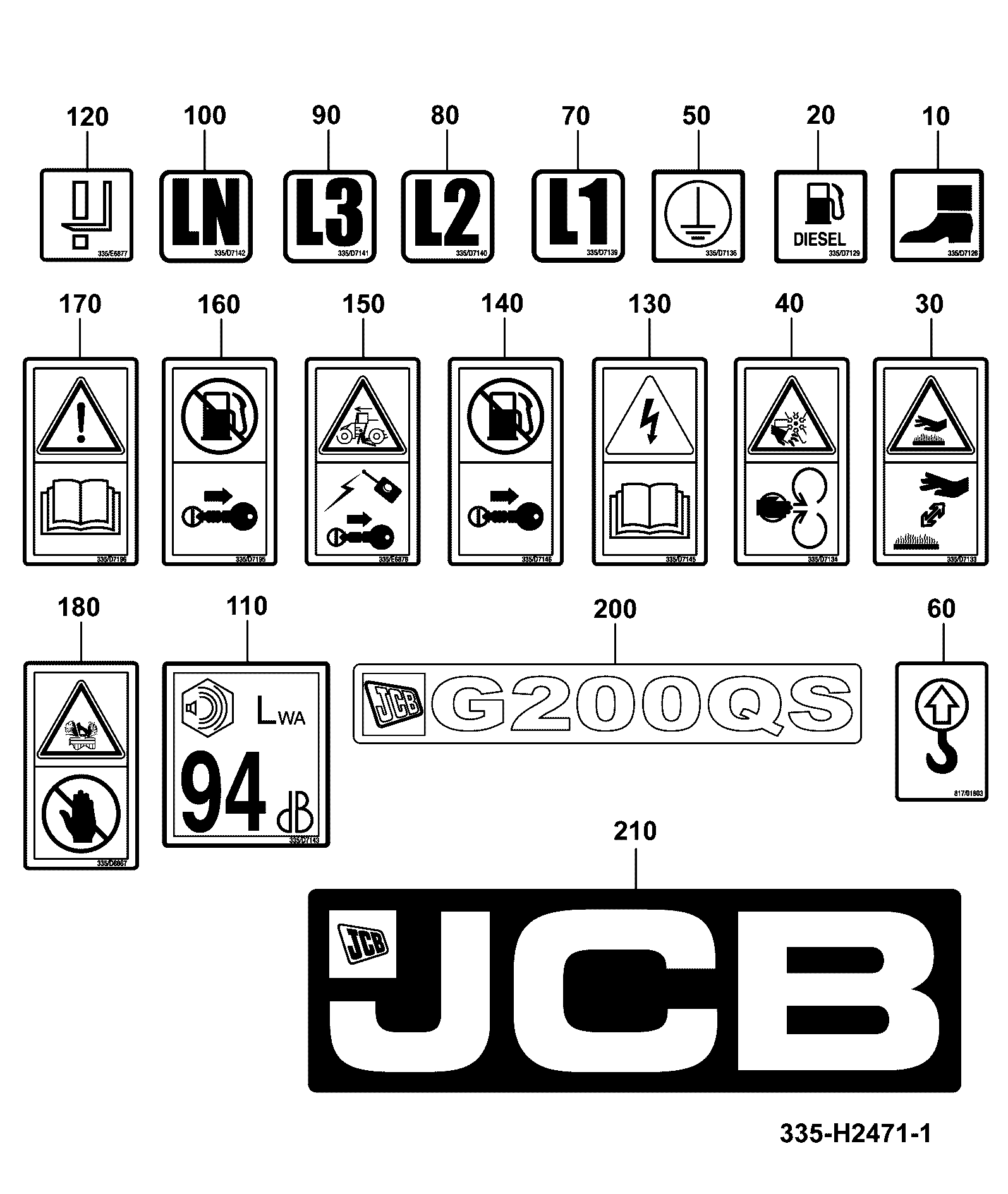 Шильдик 335/G8047 JCB