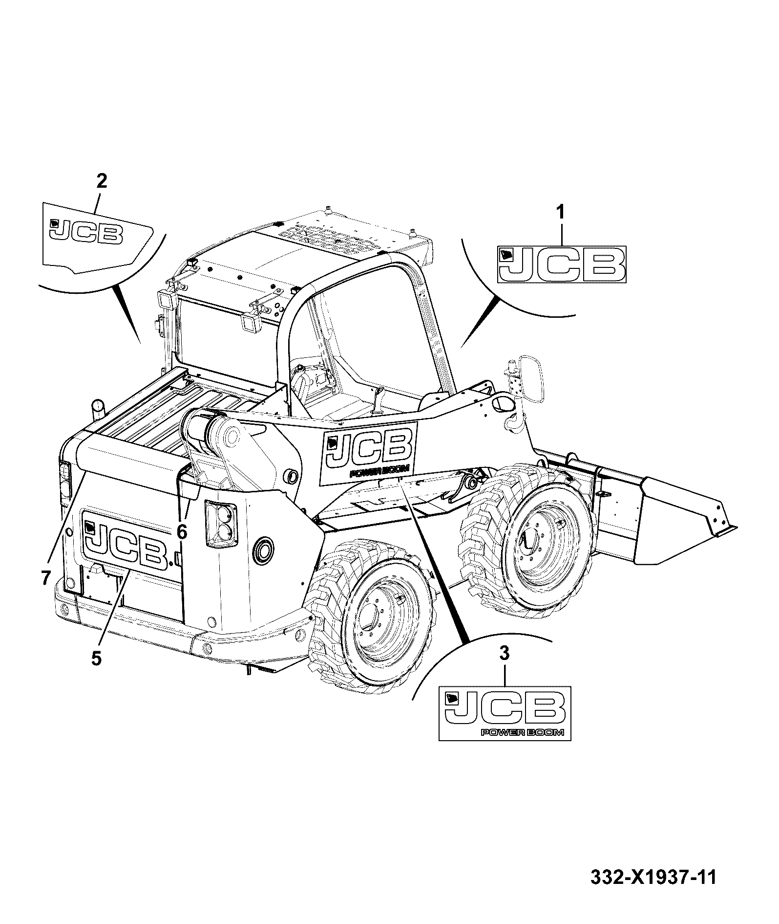 Наклейка 332/L0733 JCB