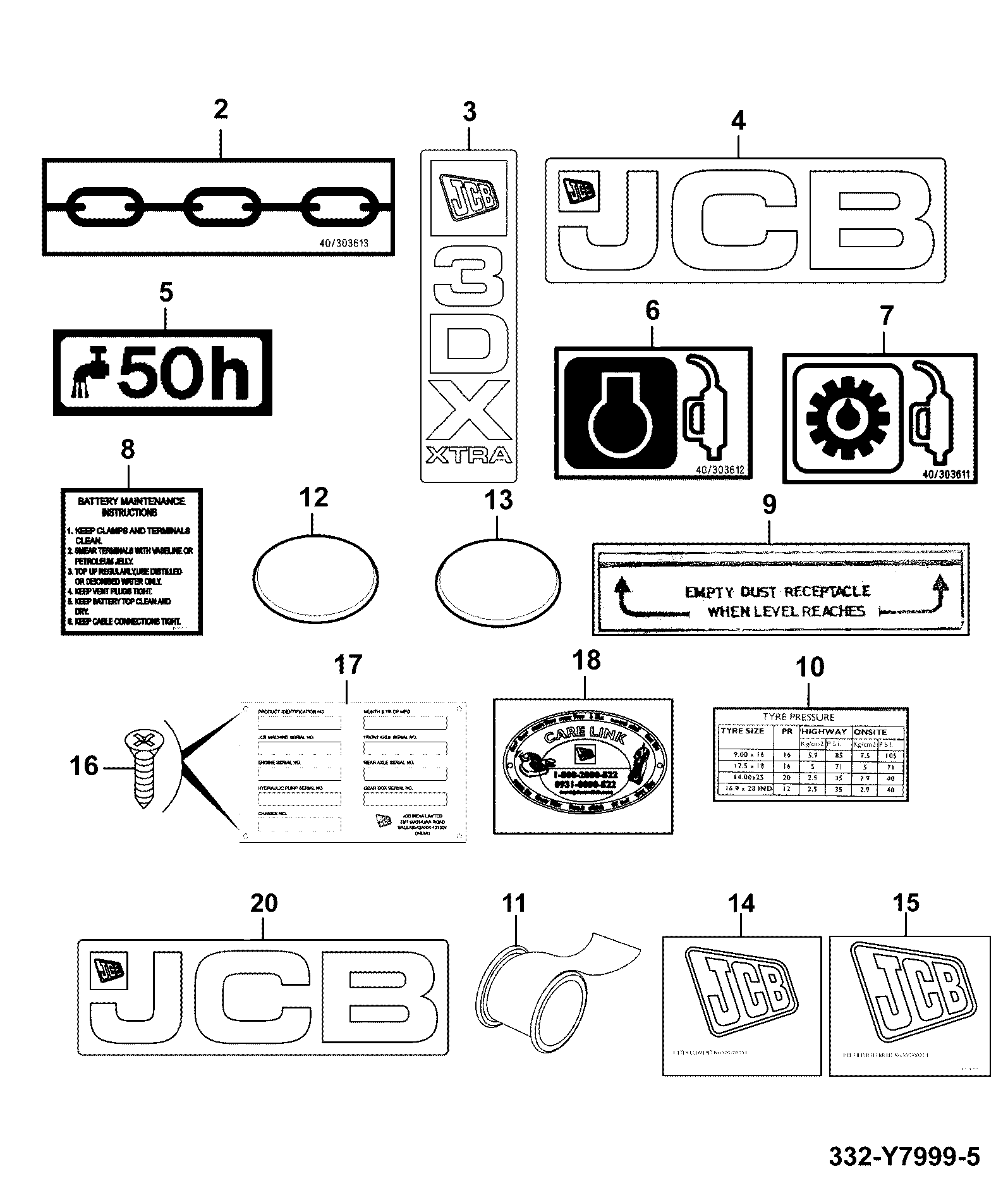Наклейка 40/303612 JCB