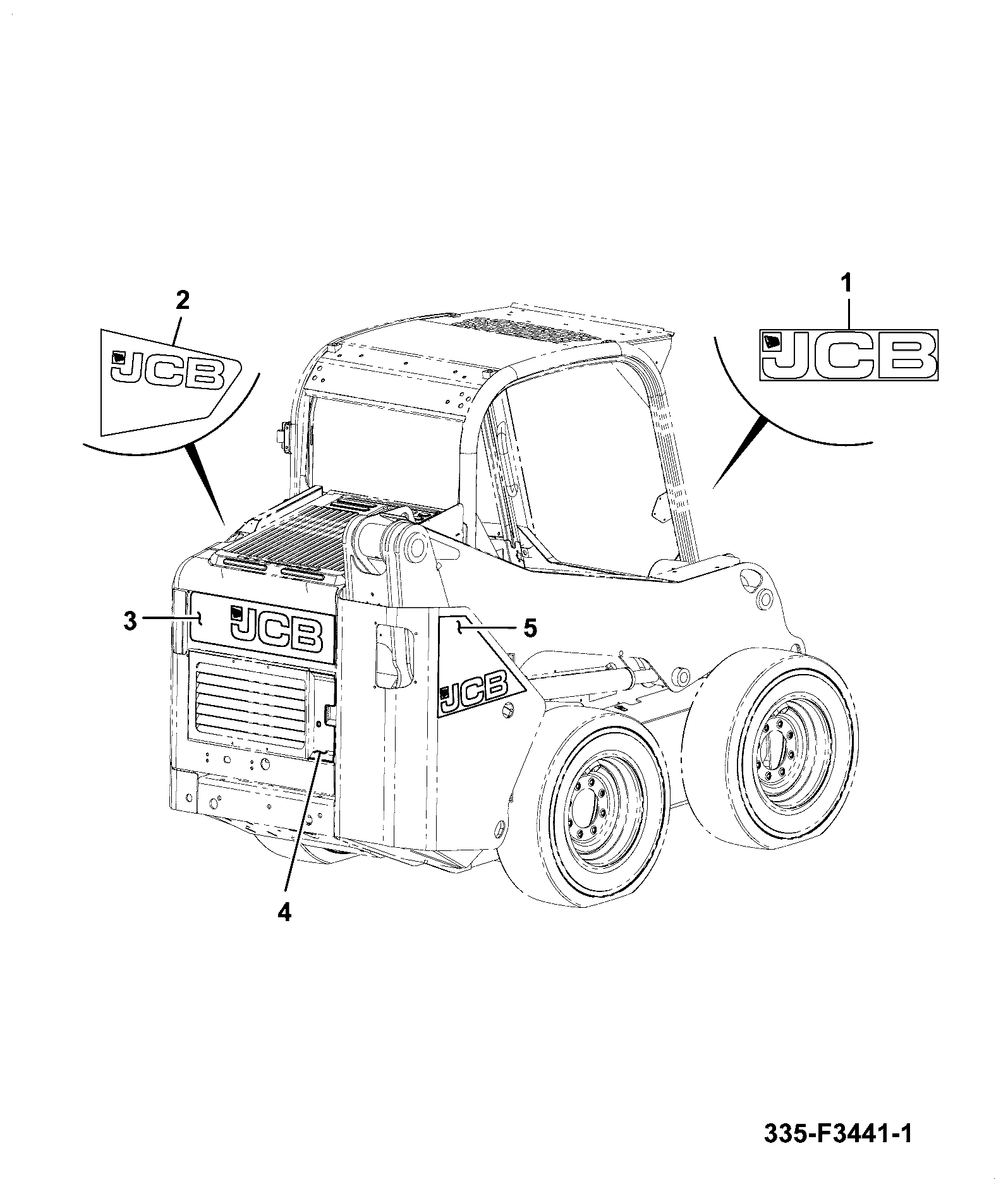 Наклейка 335/F3447 JCB