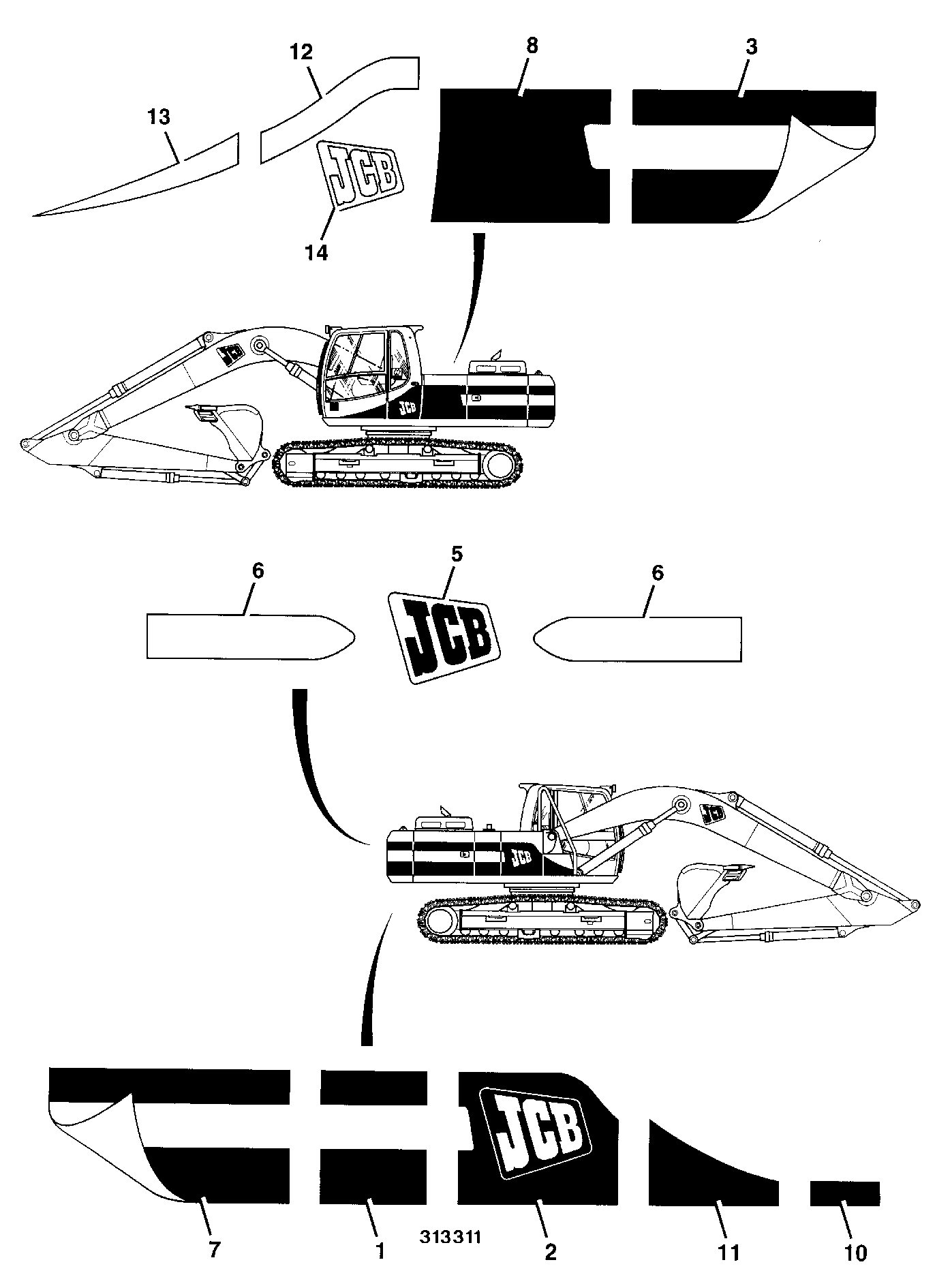 Наклейка JTP0160 JCB