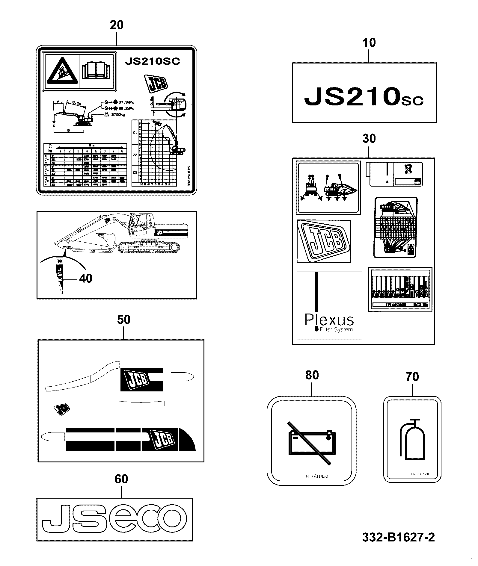 Наклейка 332/B1613 JCB