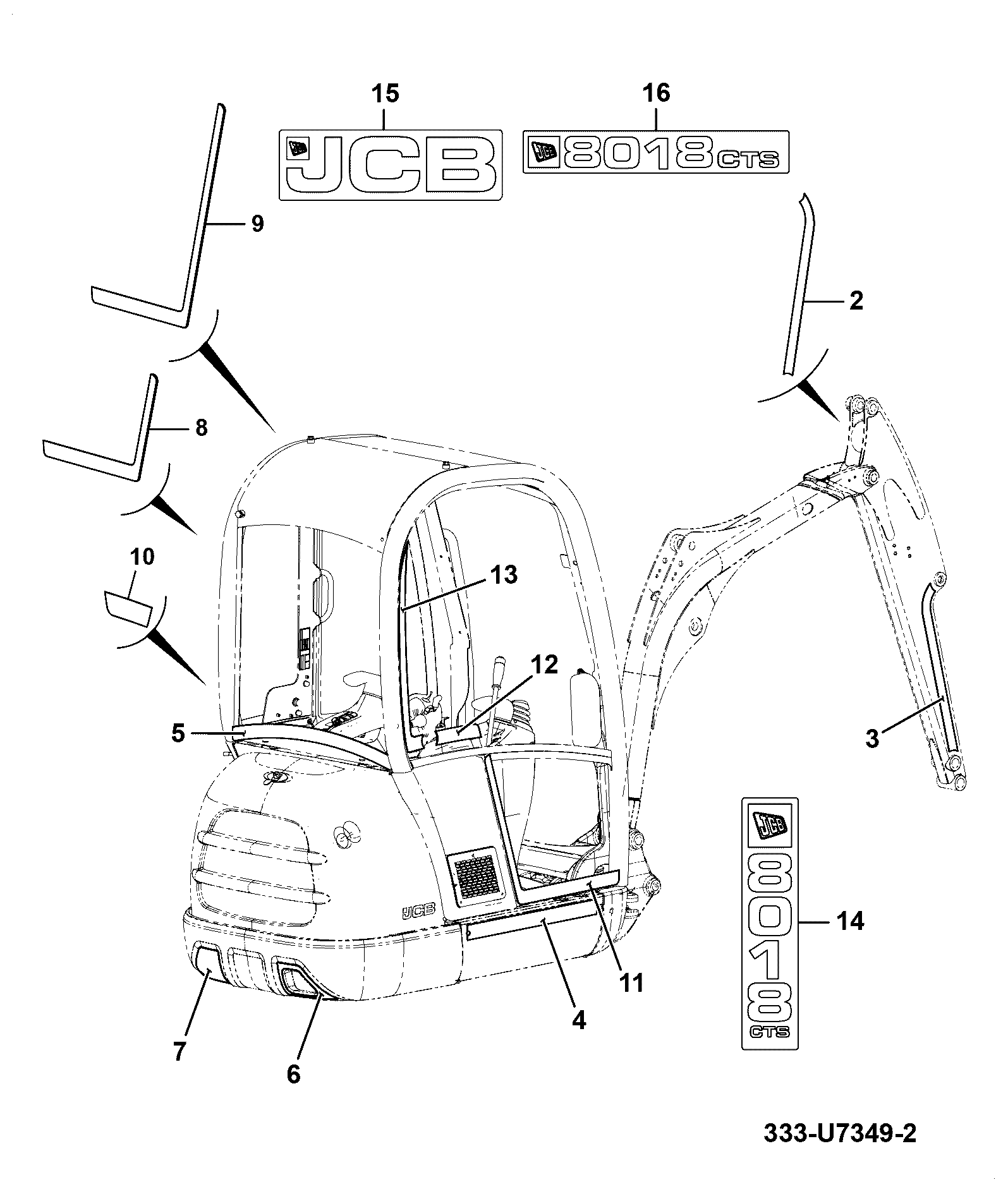 Наклейка 332/L3498 JCB