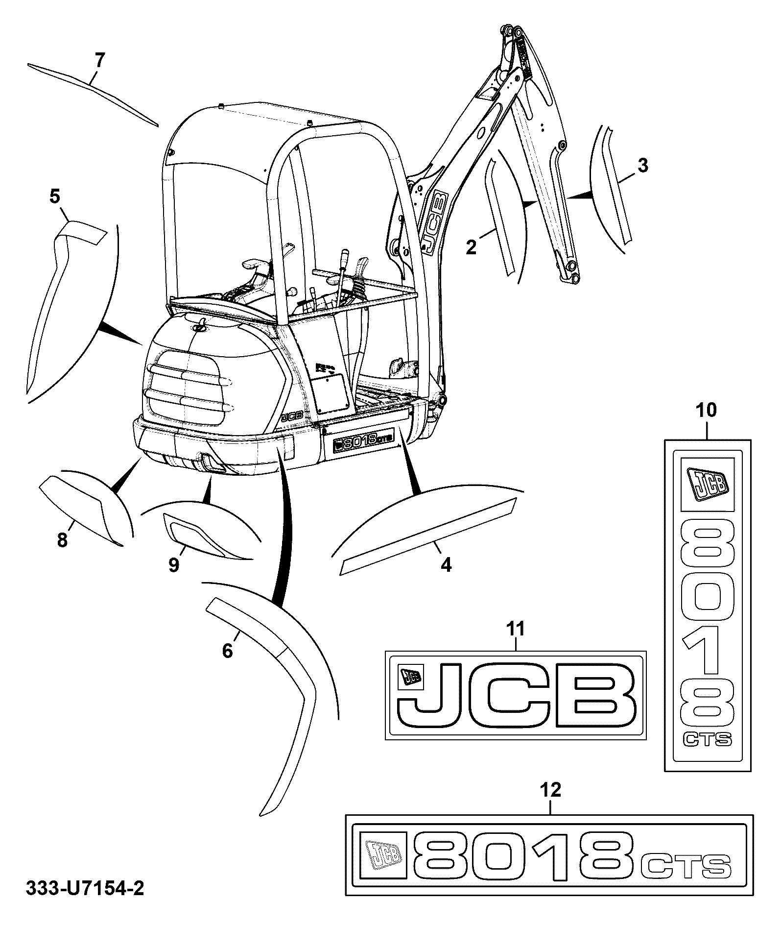 Наклейка 333/U7173 JCB