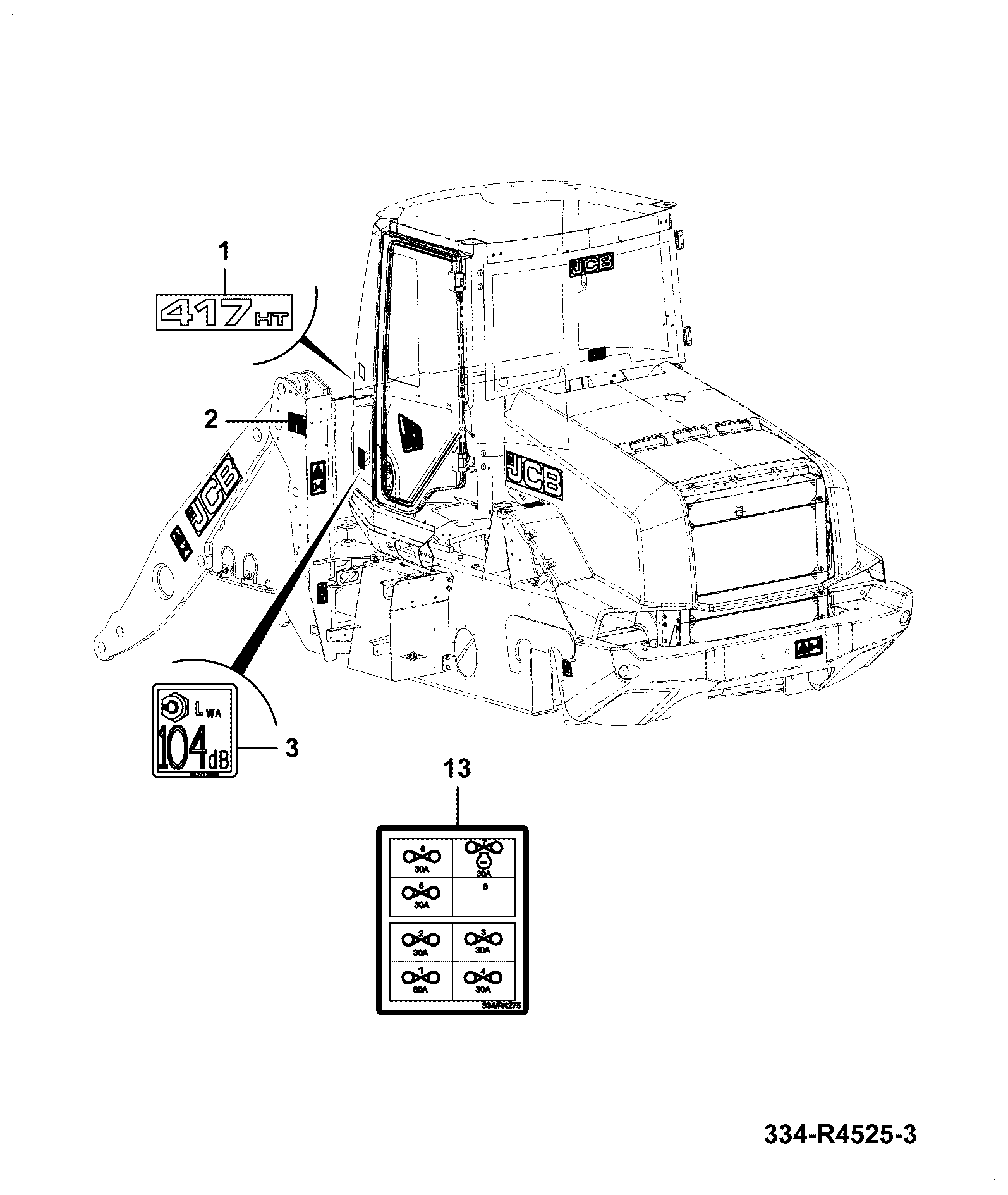 Наклейка 334/R0398 JCB