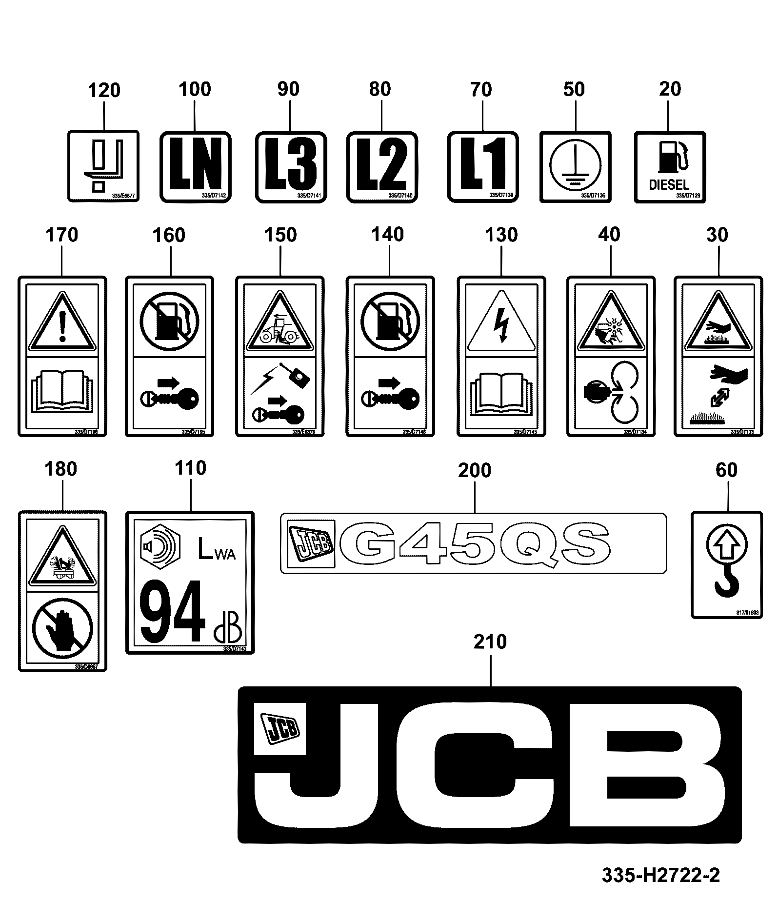 Шильдик 335/G8043 JCB