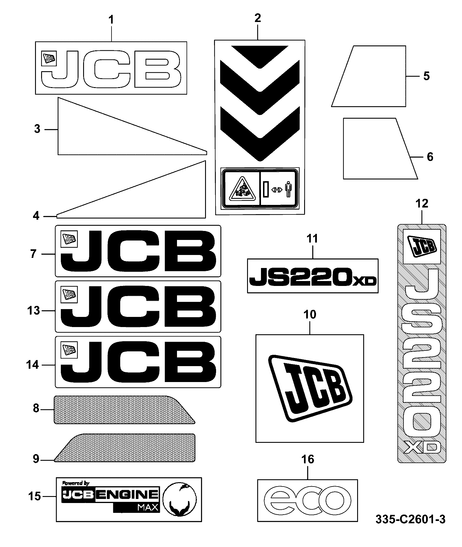 Наклейка 335/B9917 JCB