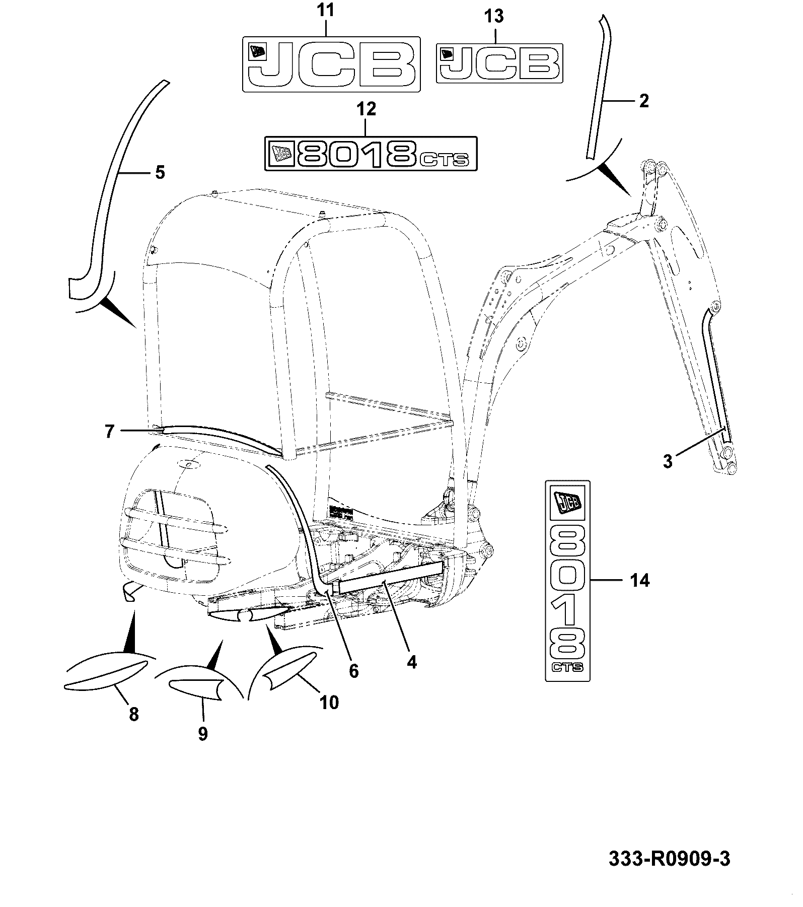 Наклейка 332/L3497 JCB
