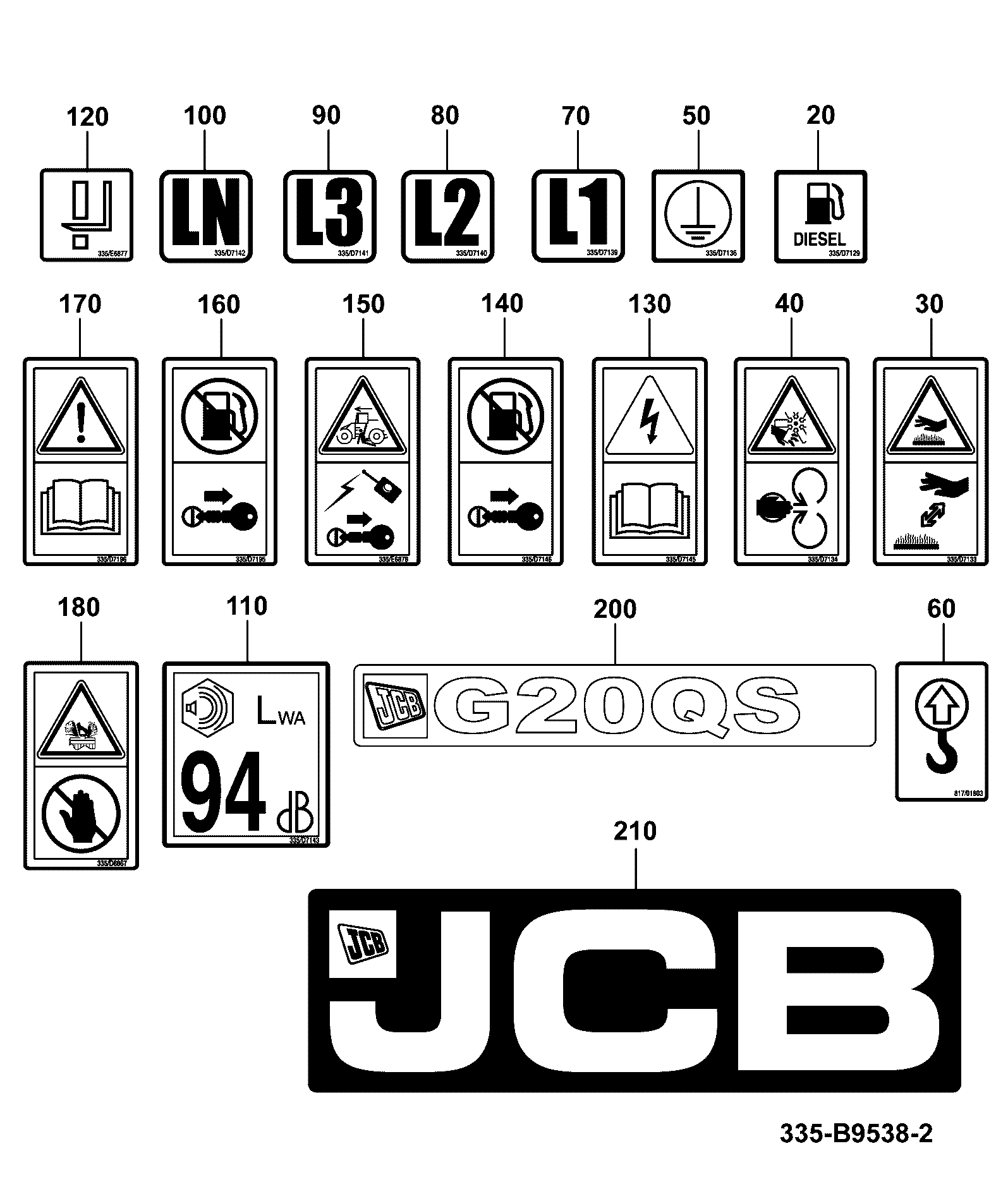 наклейка 335/E6877 JCB