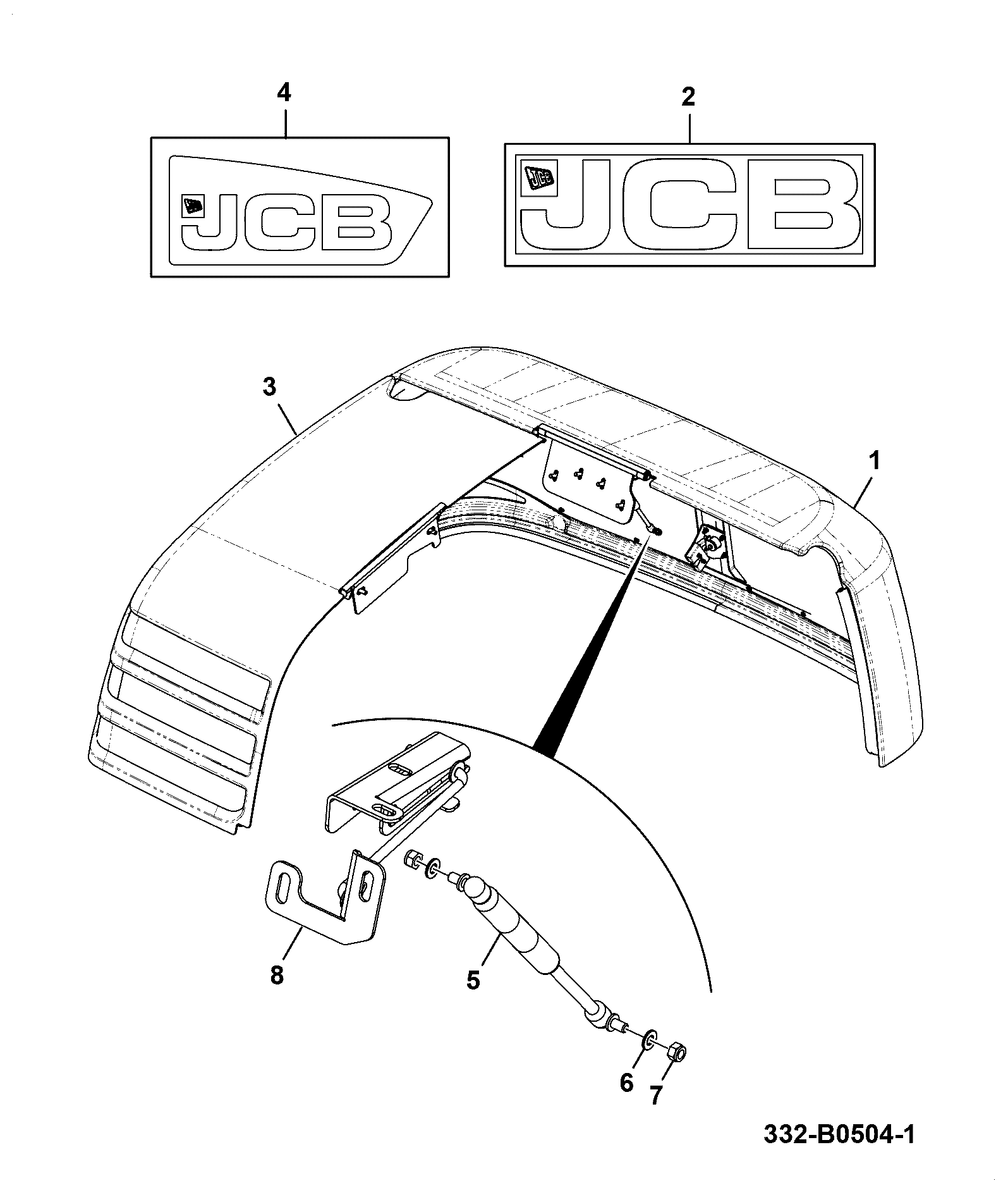 Капот 332/B0480 JCB