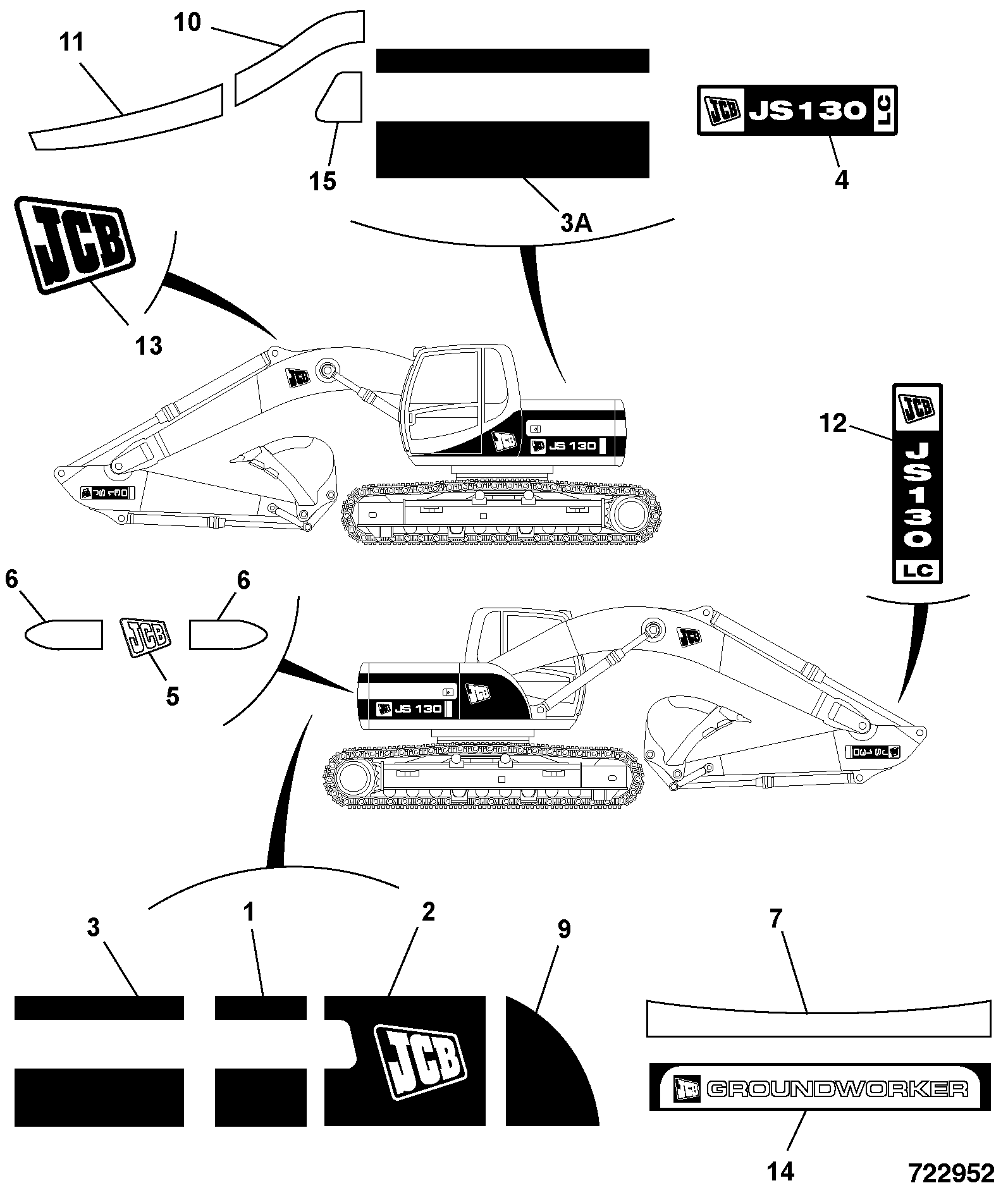 Наклейка 332/K3712 JCB