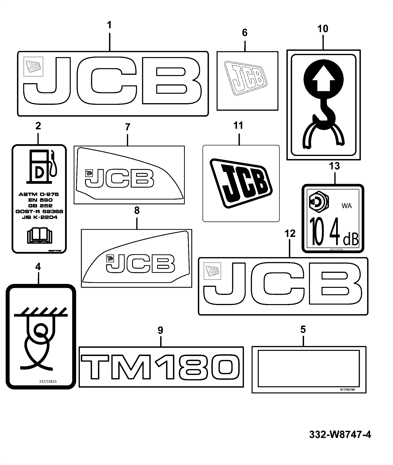 Наклейка 333/T4735 JCB