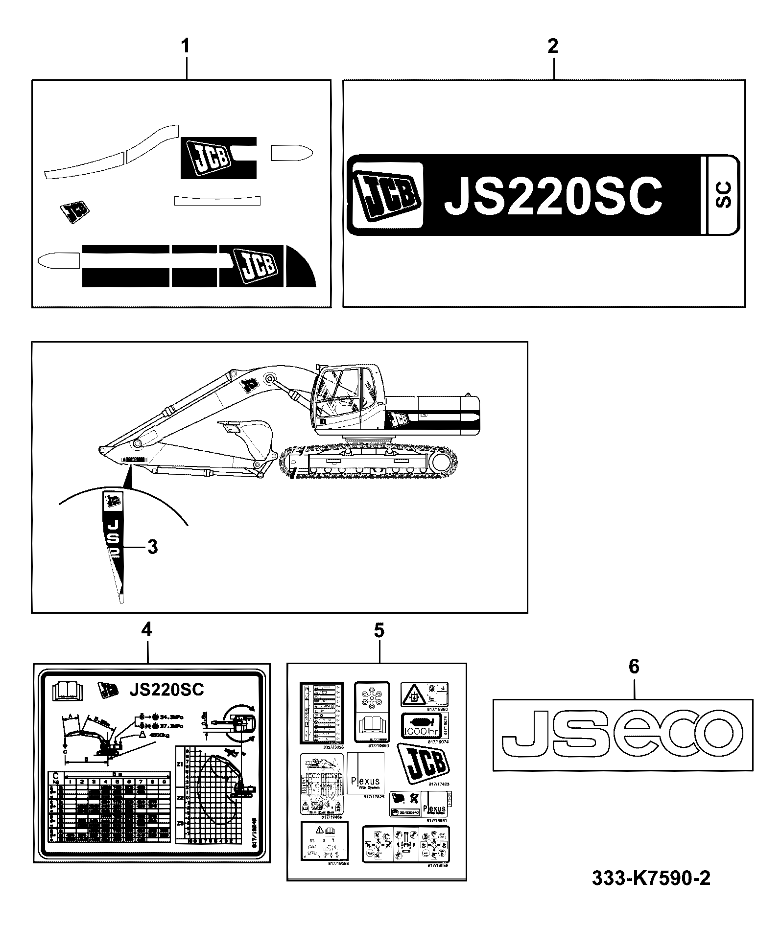 Наклейки 333/K9243 JCB