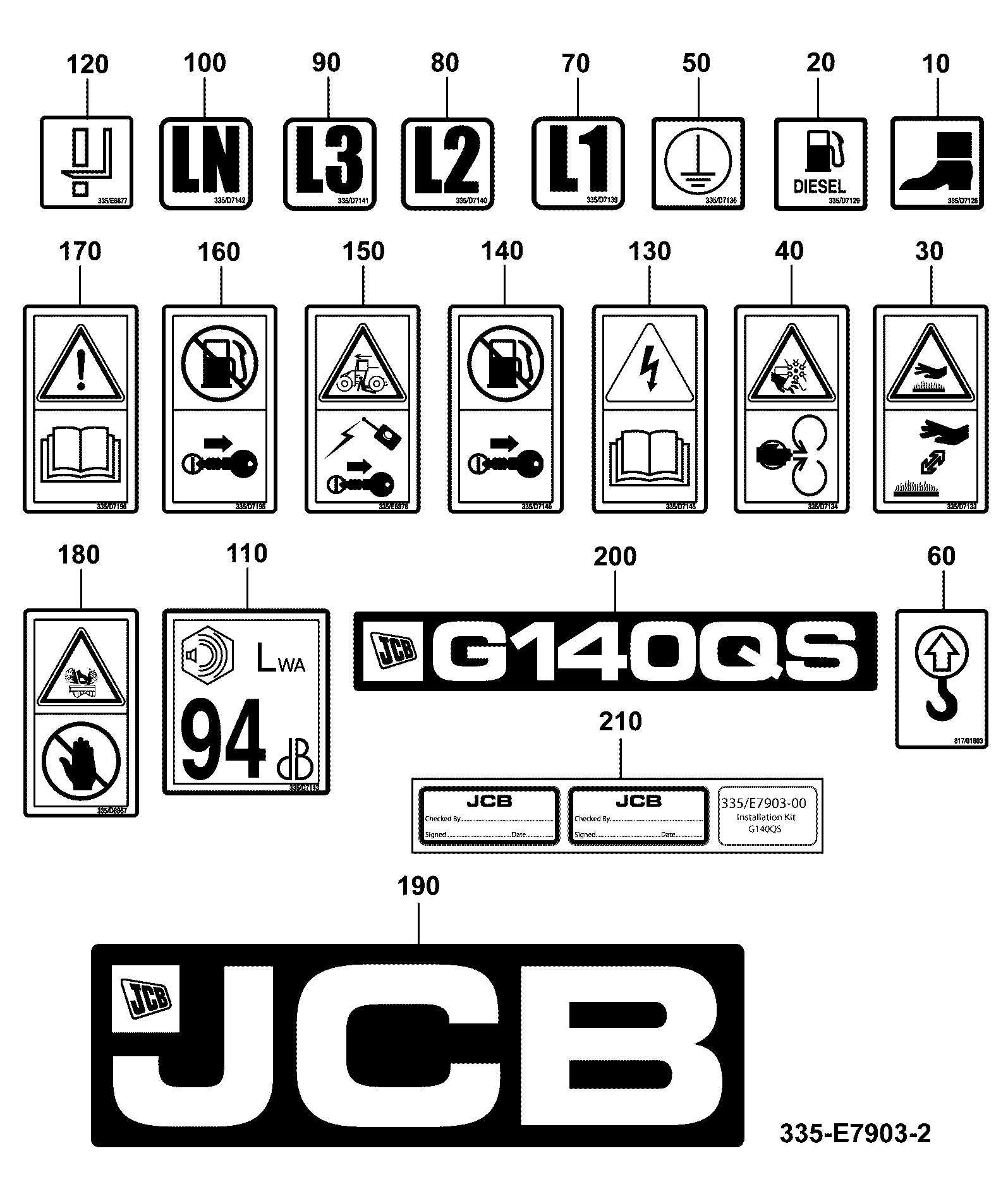 Наклейка 335/F4288 JCB