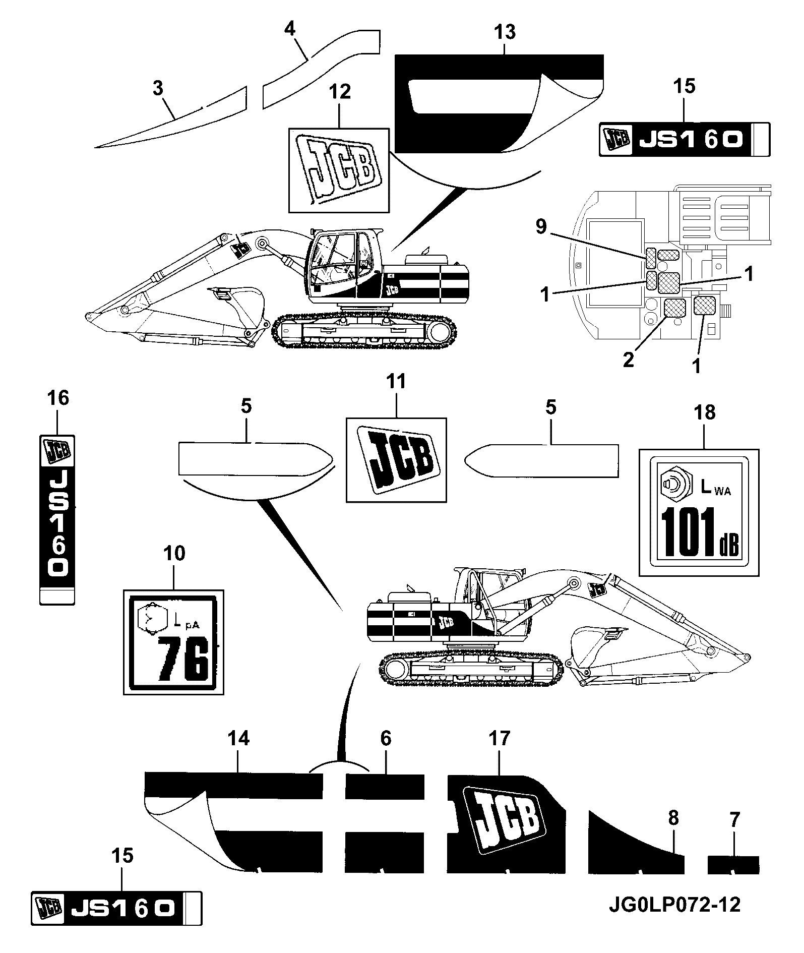 Наклейка JTP0162 JCB