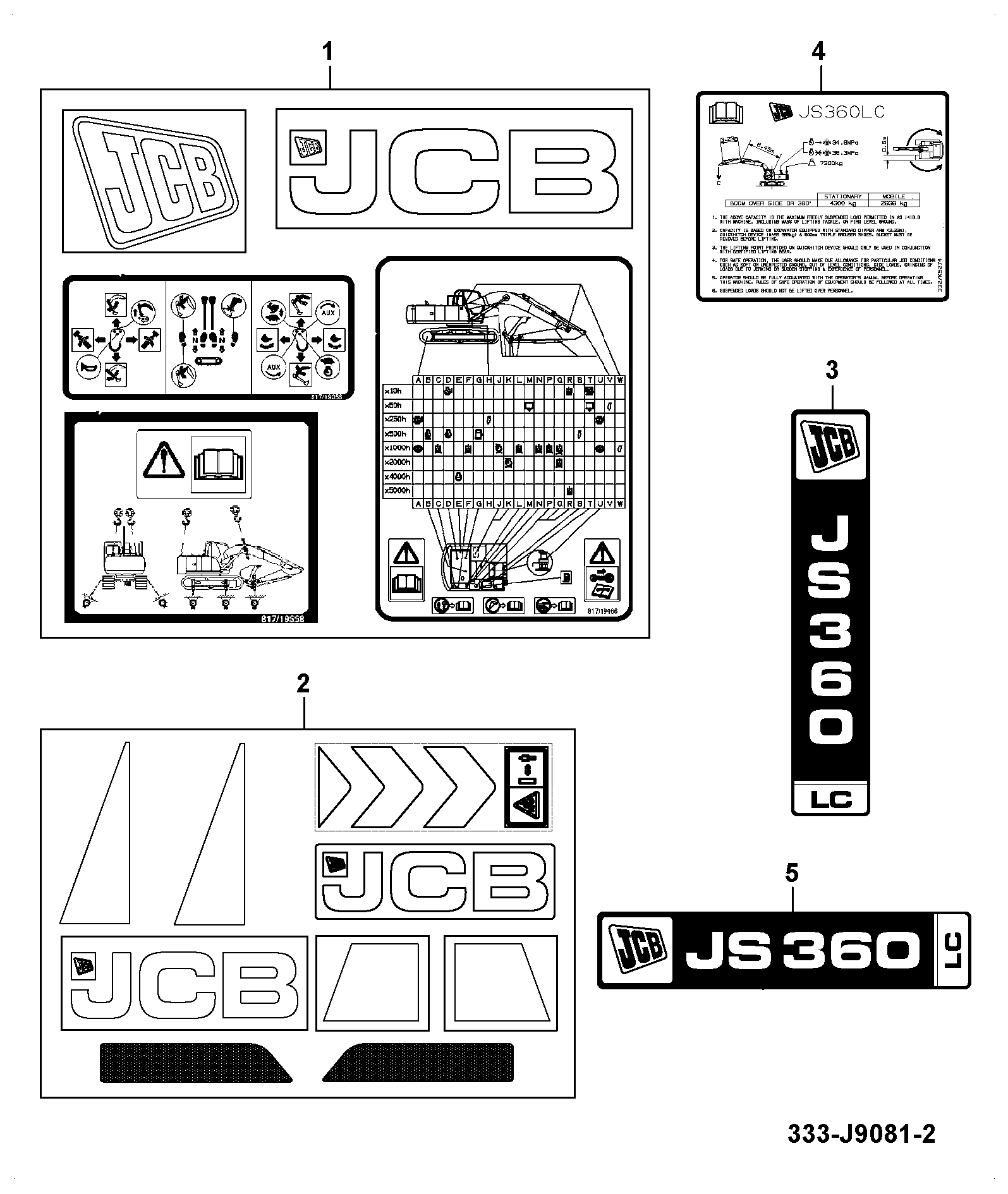 Табличка 333/K9221 JCB