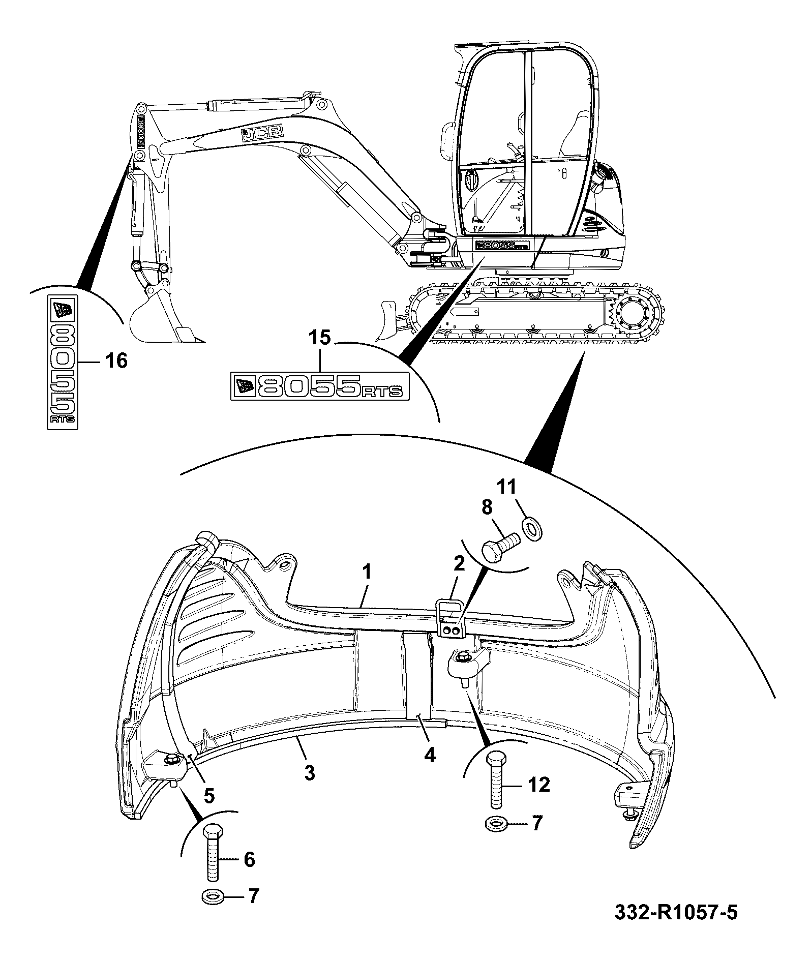 Наклейка 333/R3876 JCB