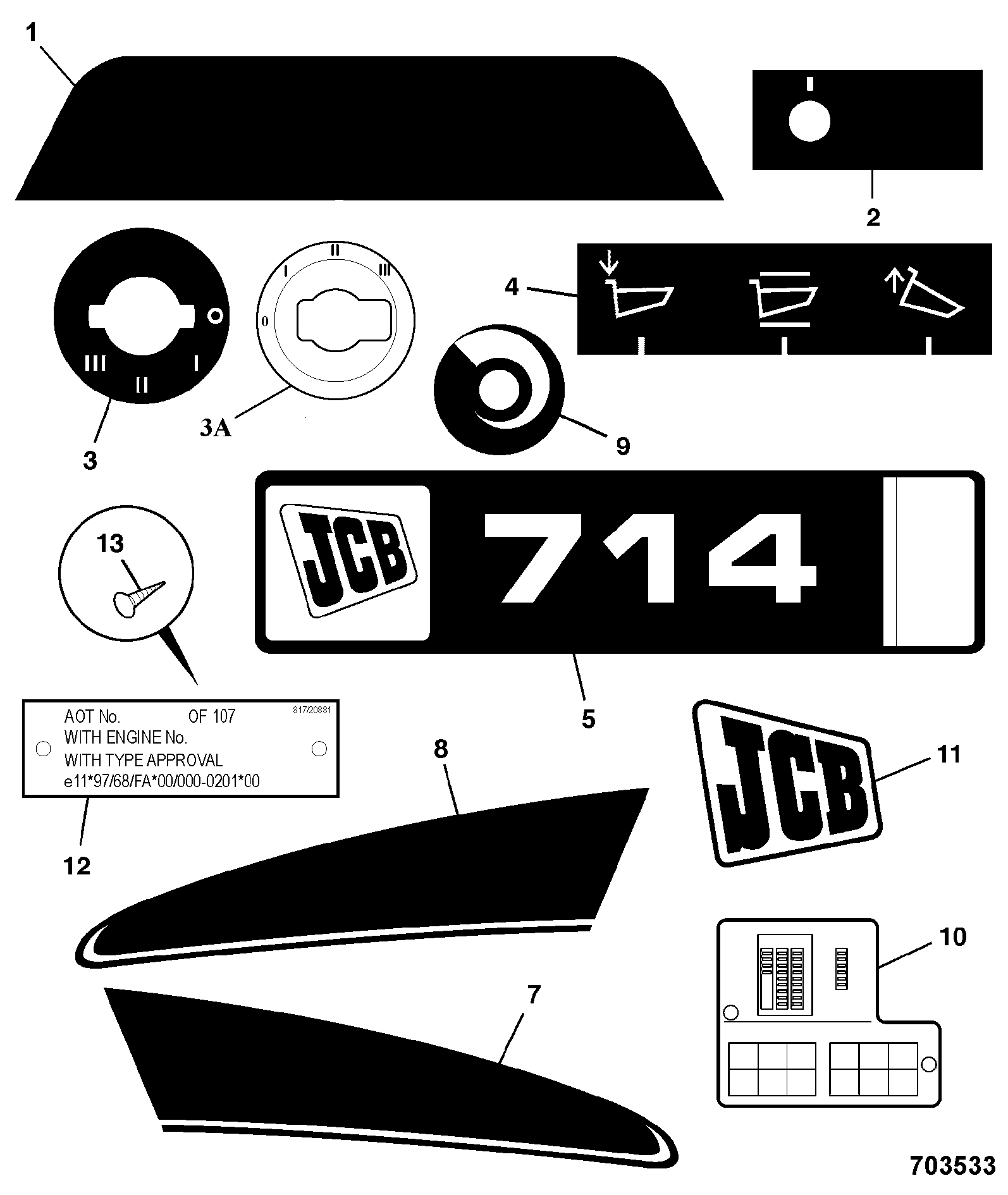 Наклейка 332/R6394 JCB