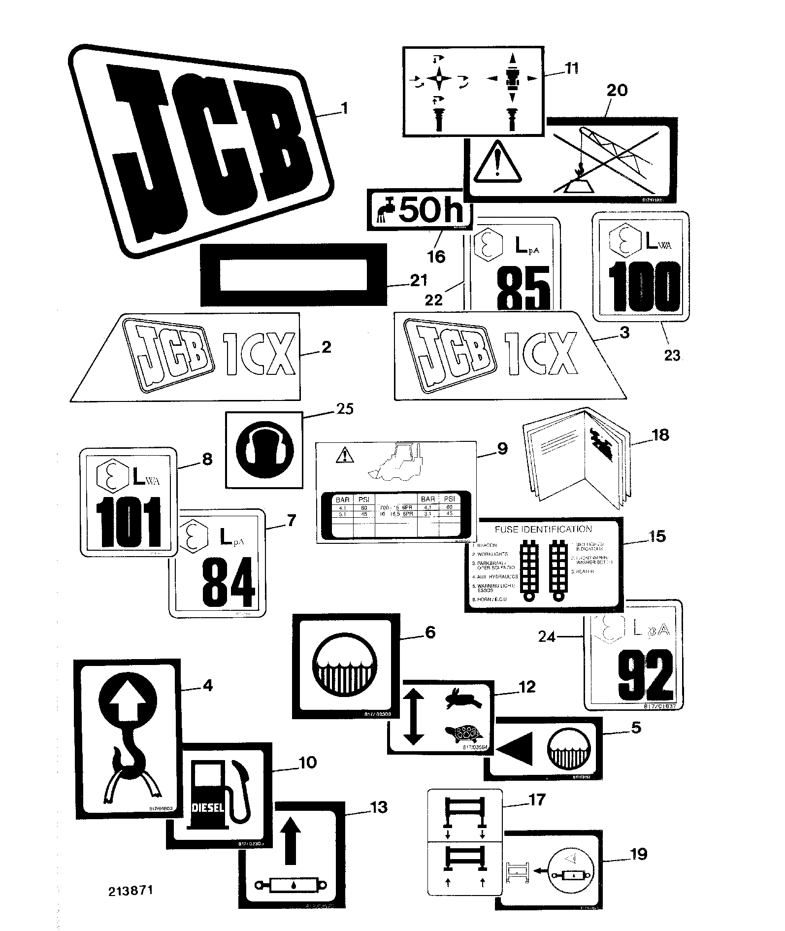 Табличка 817/03560 JCB