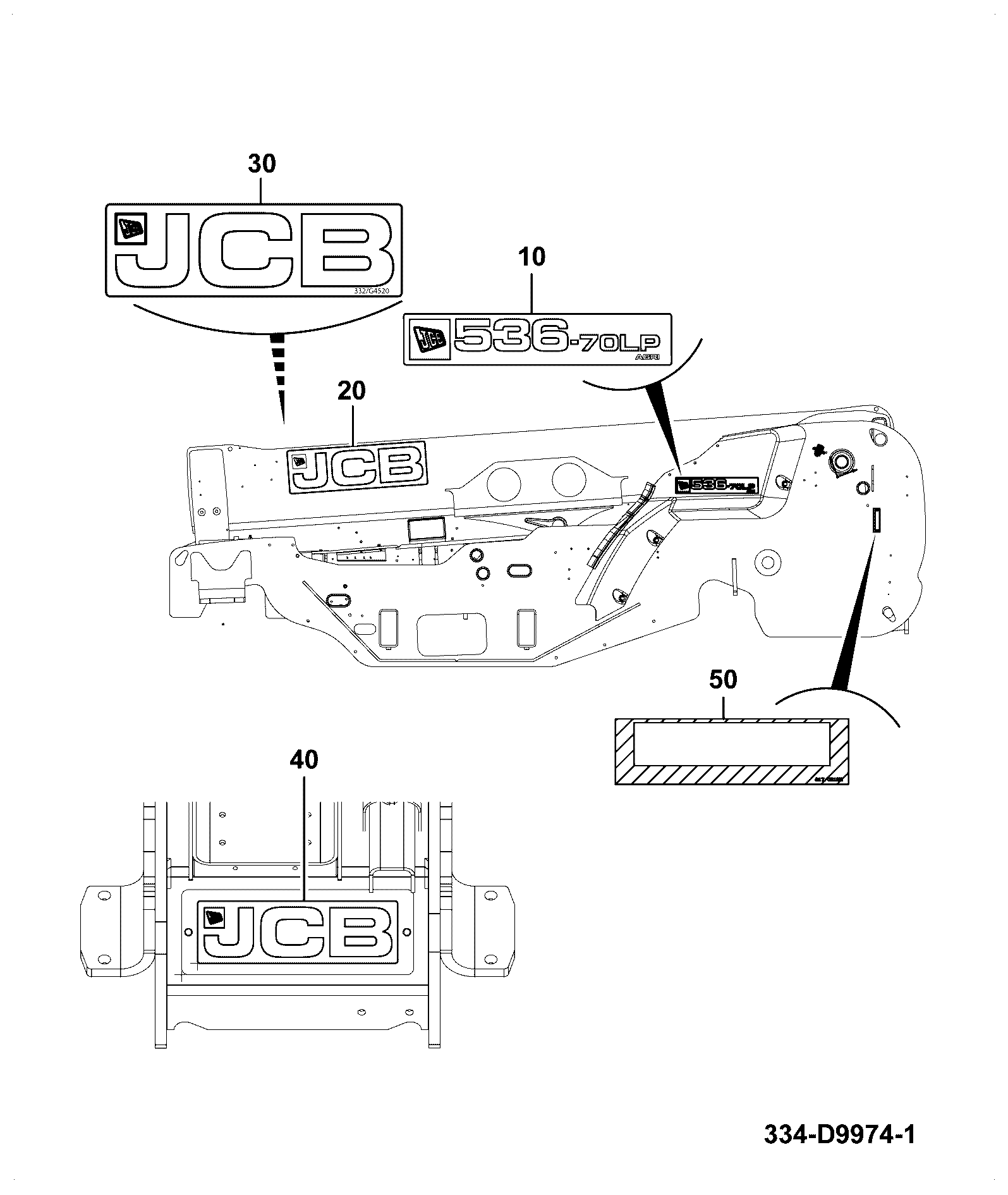 Наклейка 335/F4648 JCB