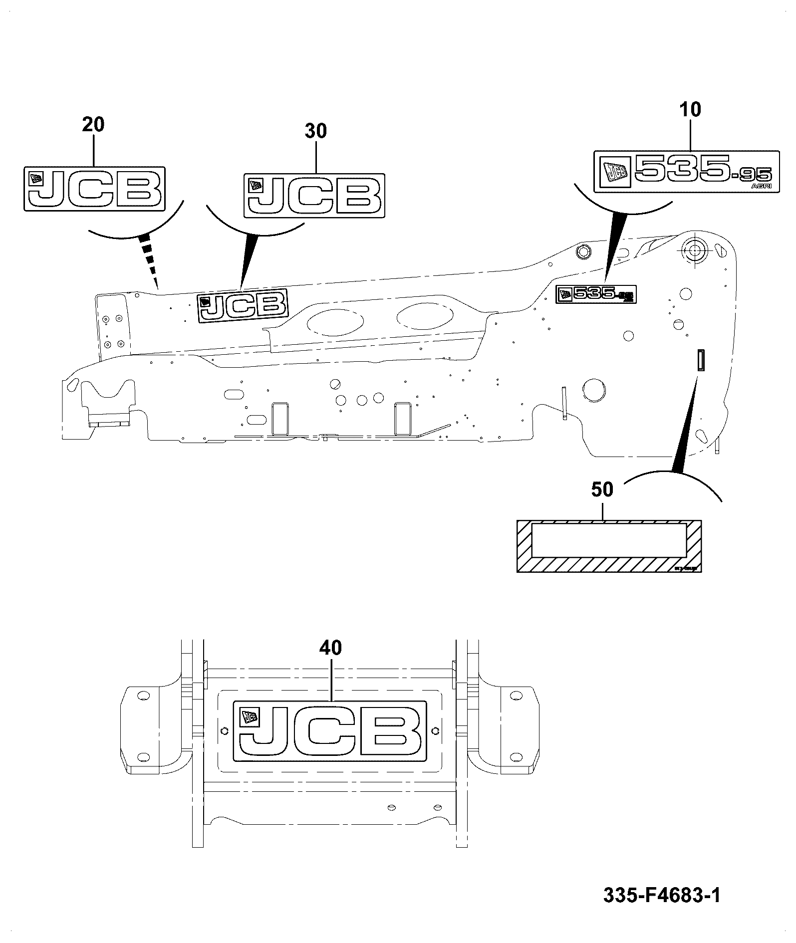 Наклейка 335/F4644 JCB