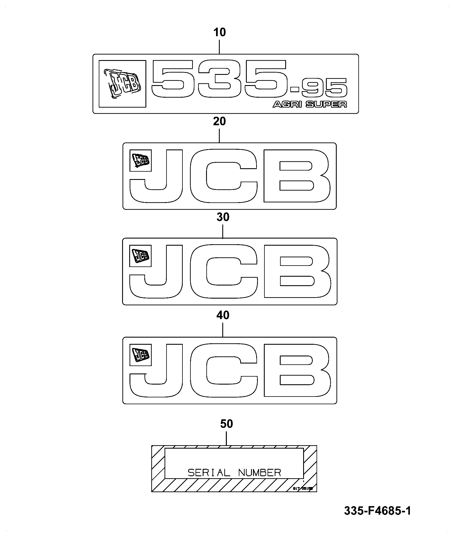 Наклейка 335/F4647 JCB
