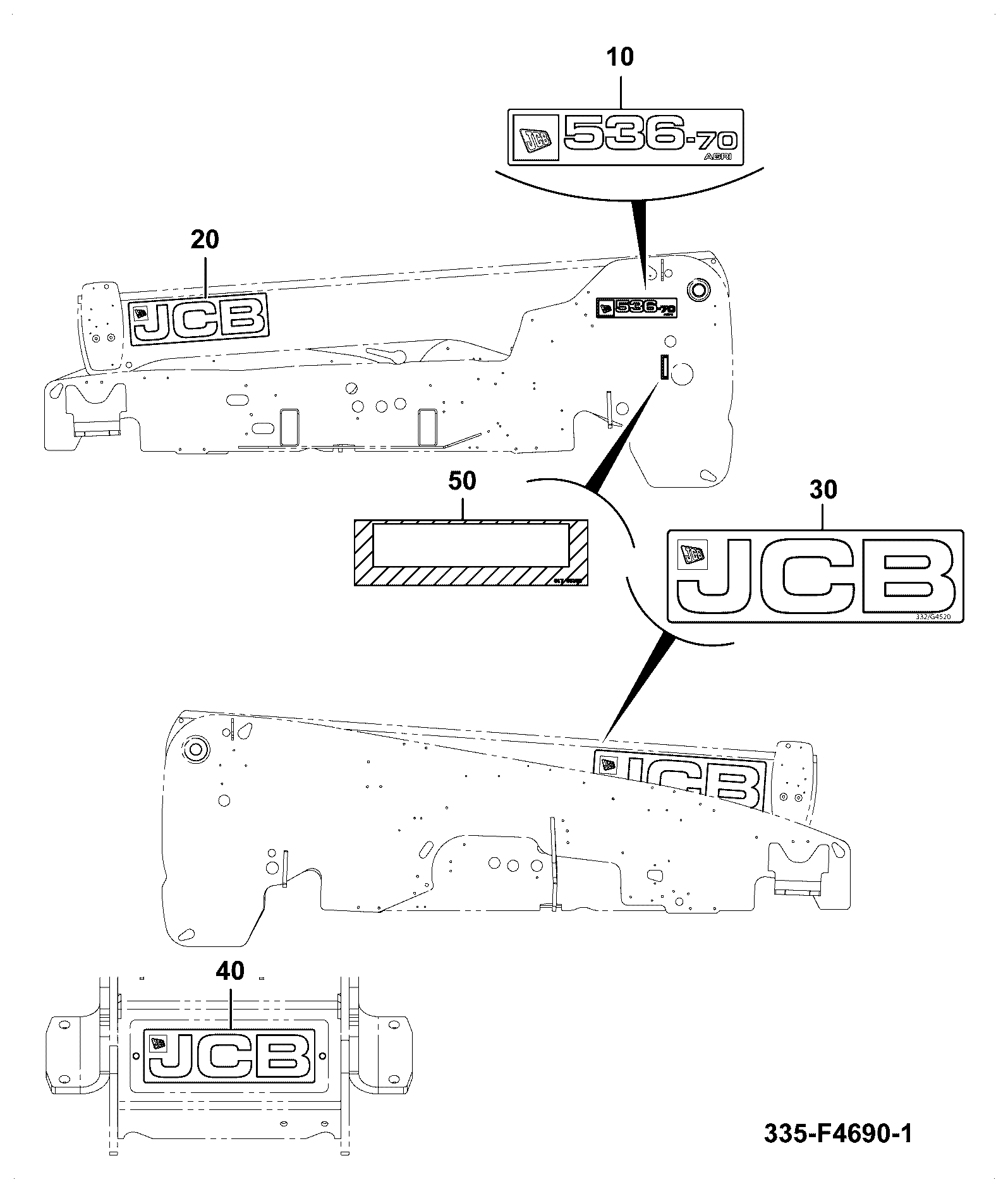 Наклейка 335/F4633 JCB