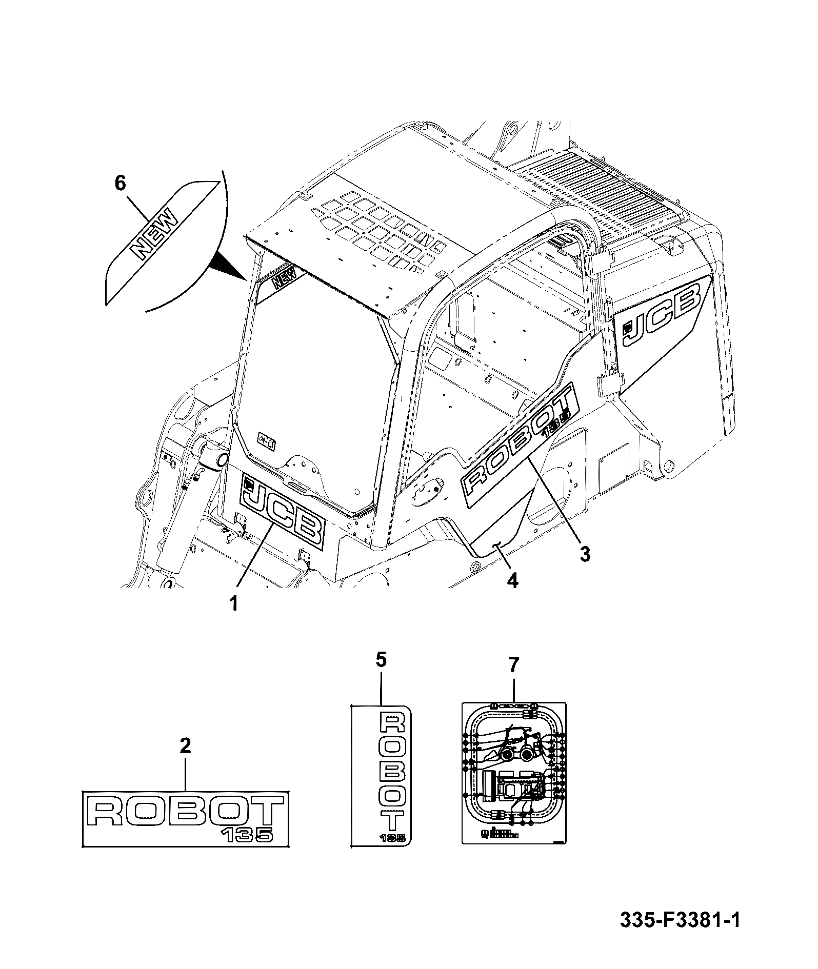 Наклейка 335/F3441 JCB