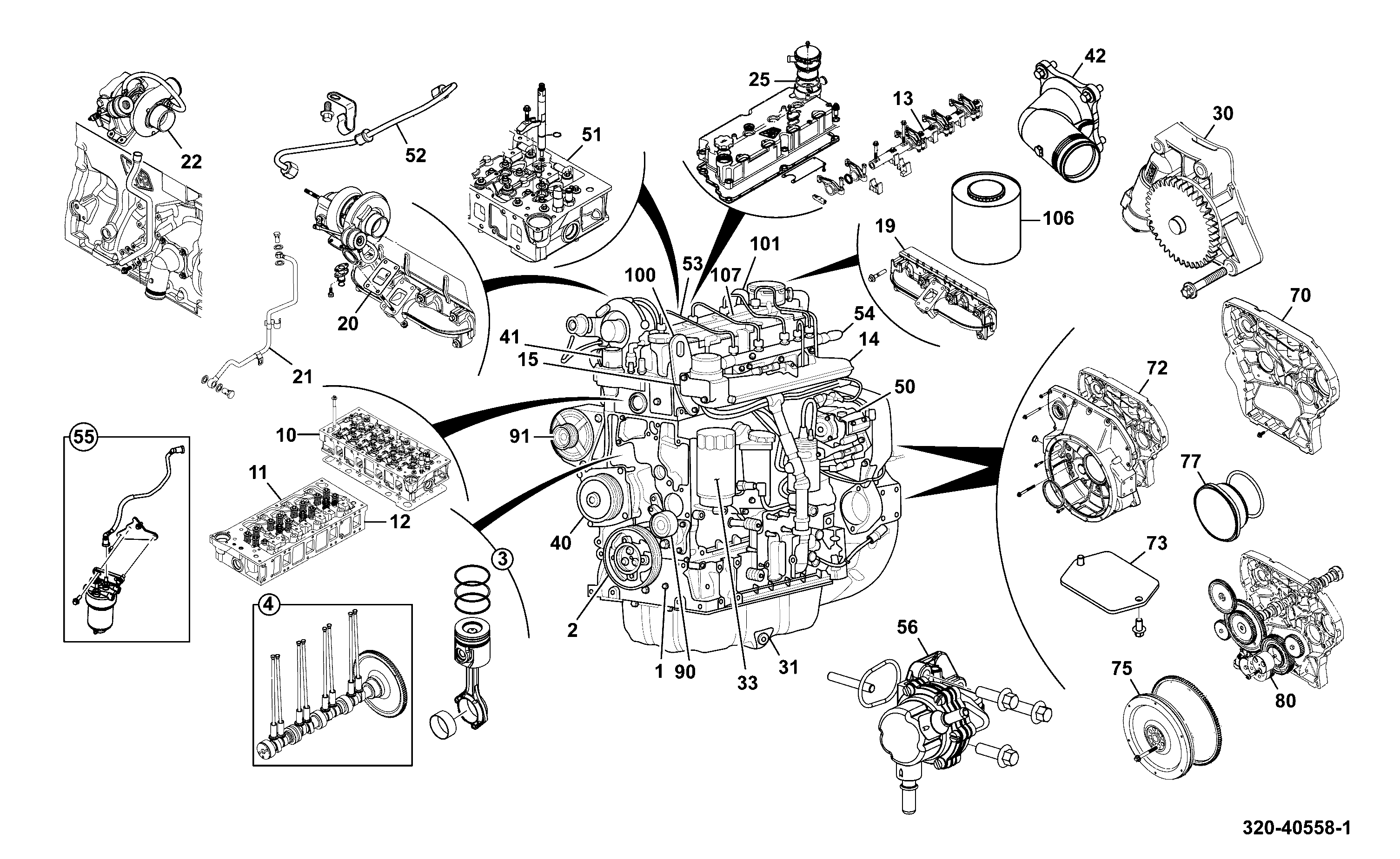 Общая сборка таблички 55kW EU/US 320/21073 JCB