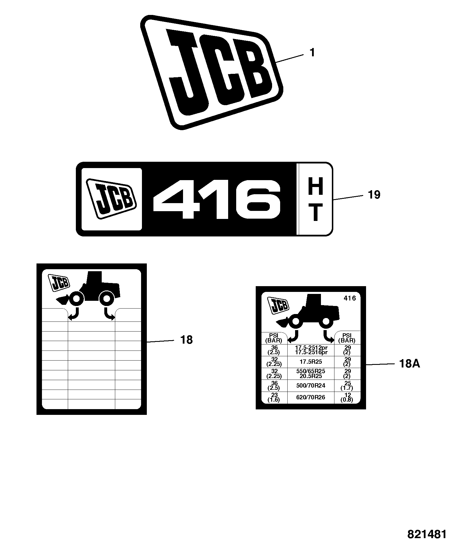 Наклейка 332/R6384 JCB