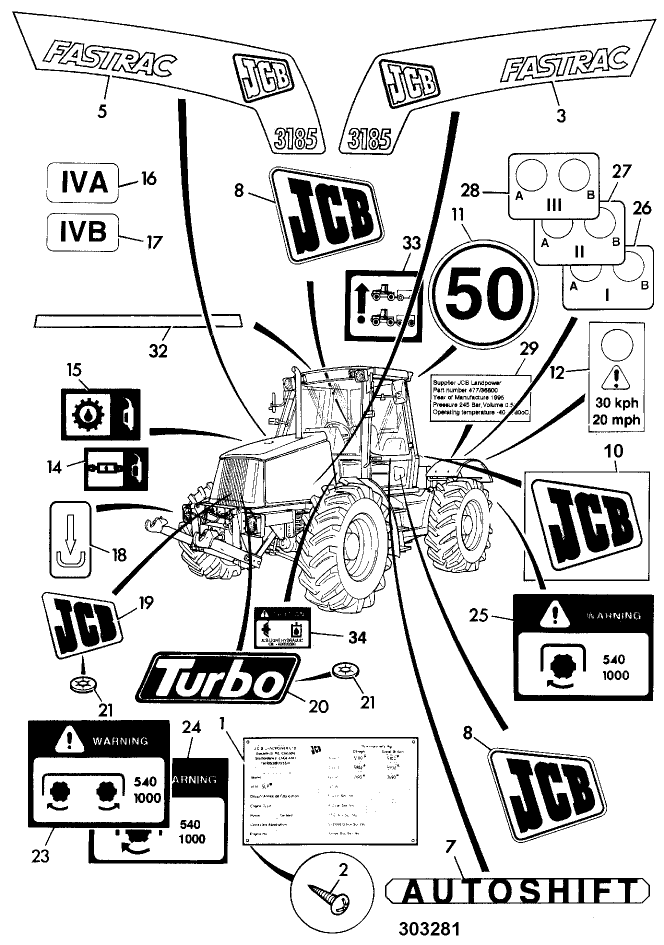 Табличка 817/16699 JCB