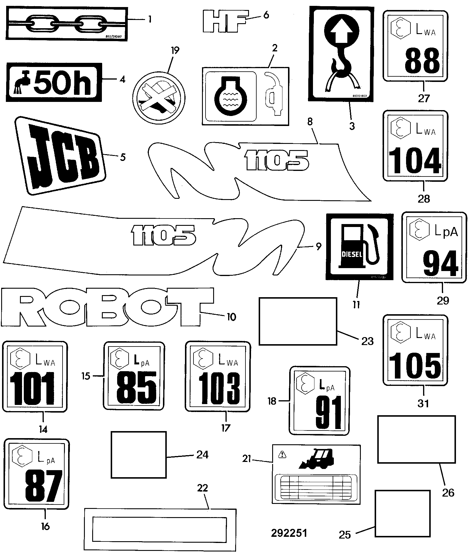 Табличка 817/04711 JCB