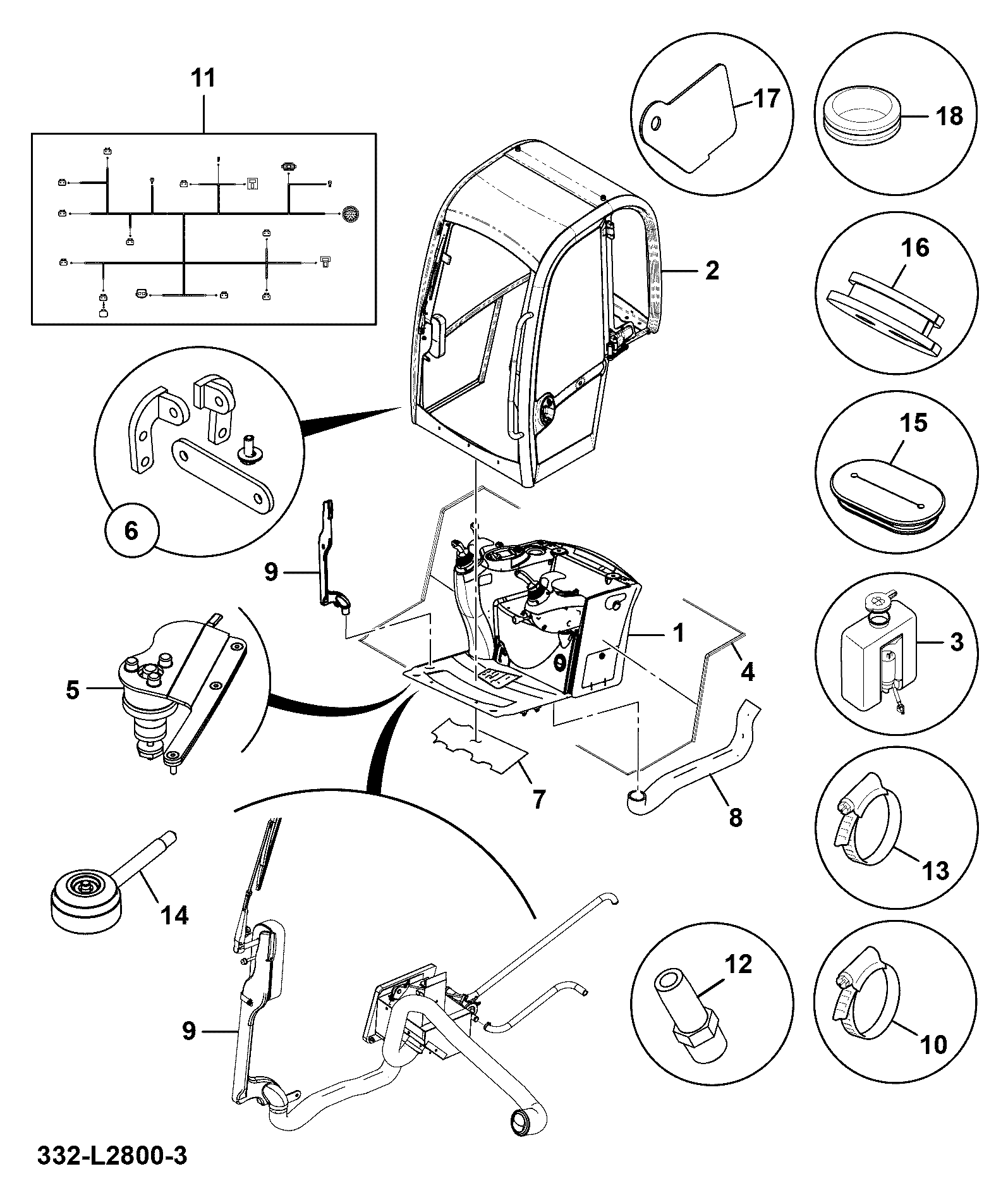 Кабина 332/L2257 JCB