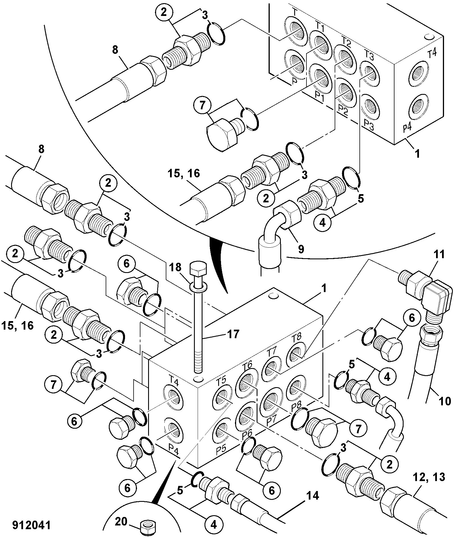 Шланг комплект кабина MANIFOL 340/00660 JCB