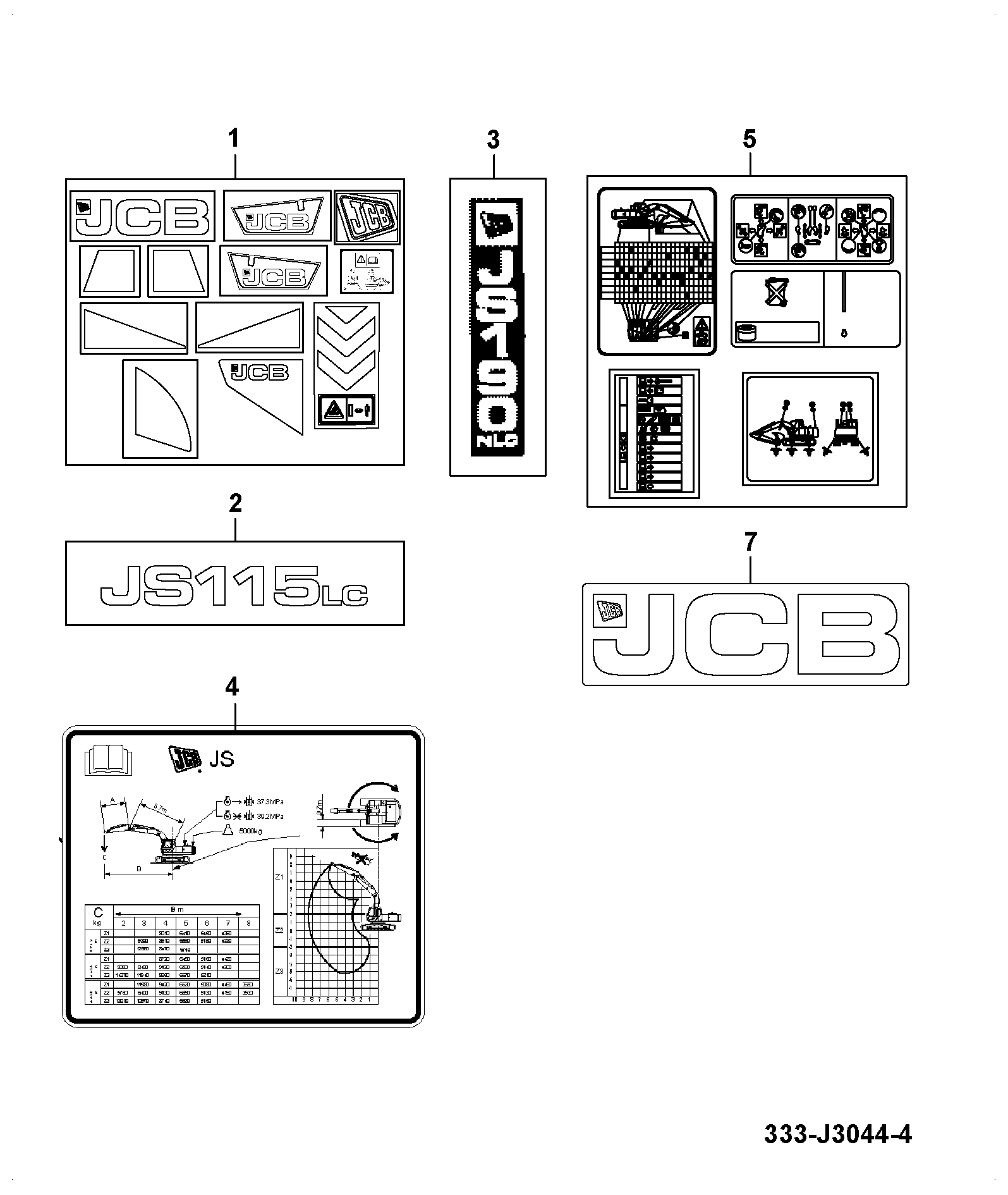 Табличка 333/J3984 JCB